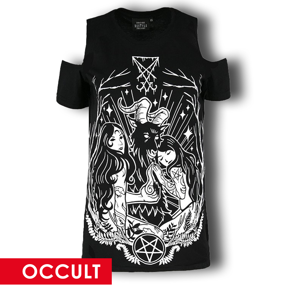 Restyle Frauenshirt Schwarz Schulterfrei Lucifer