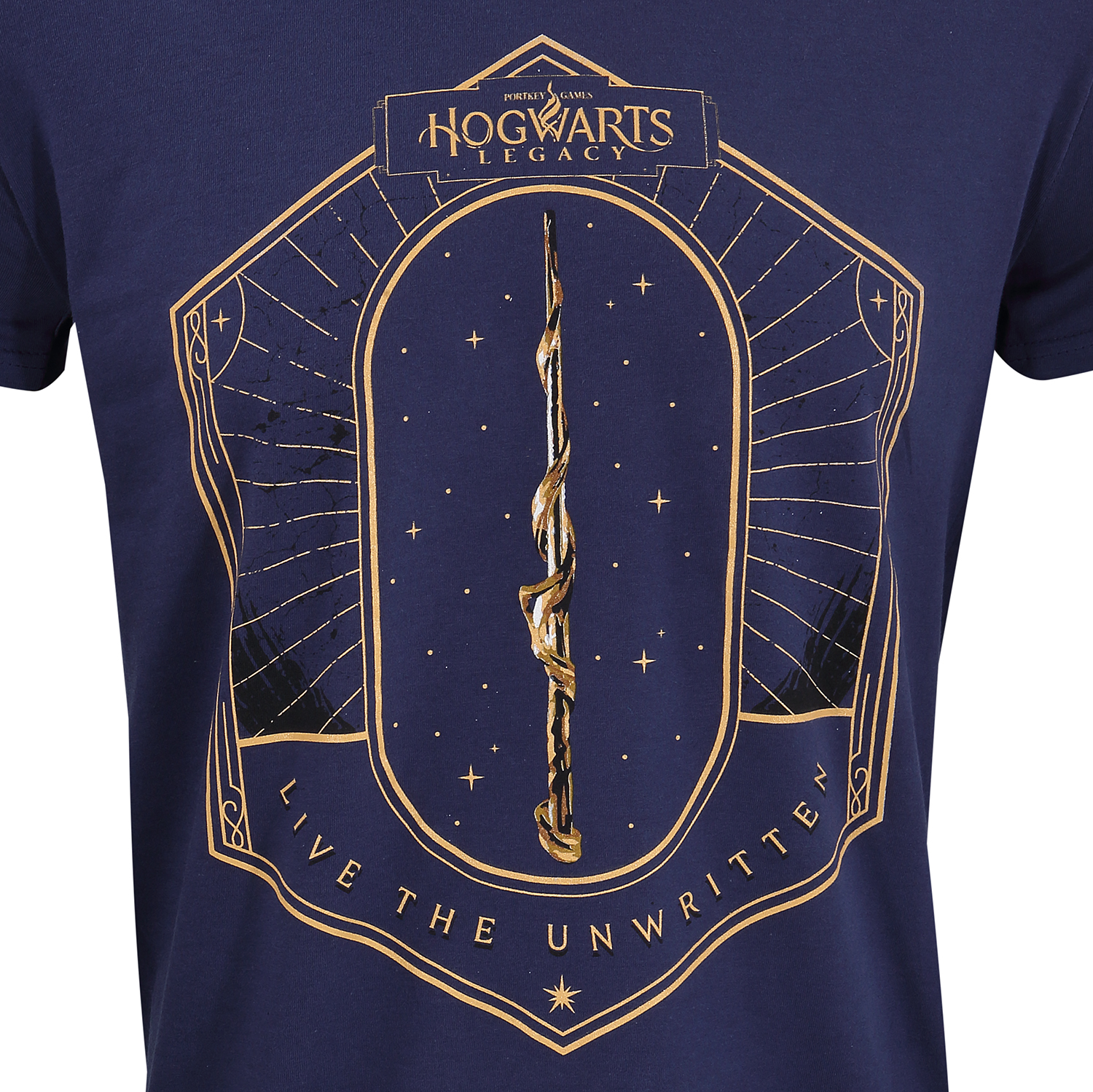 Hogwarts Legacy T-Shirt XXL Navyblau Unisex Golden Wand