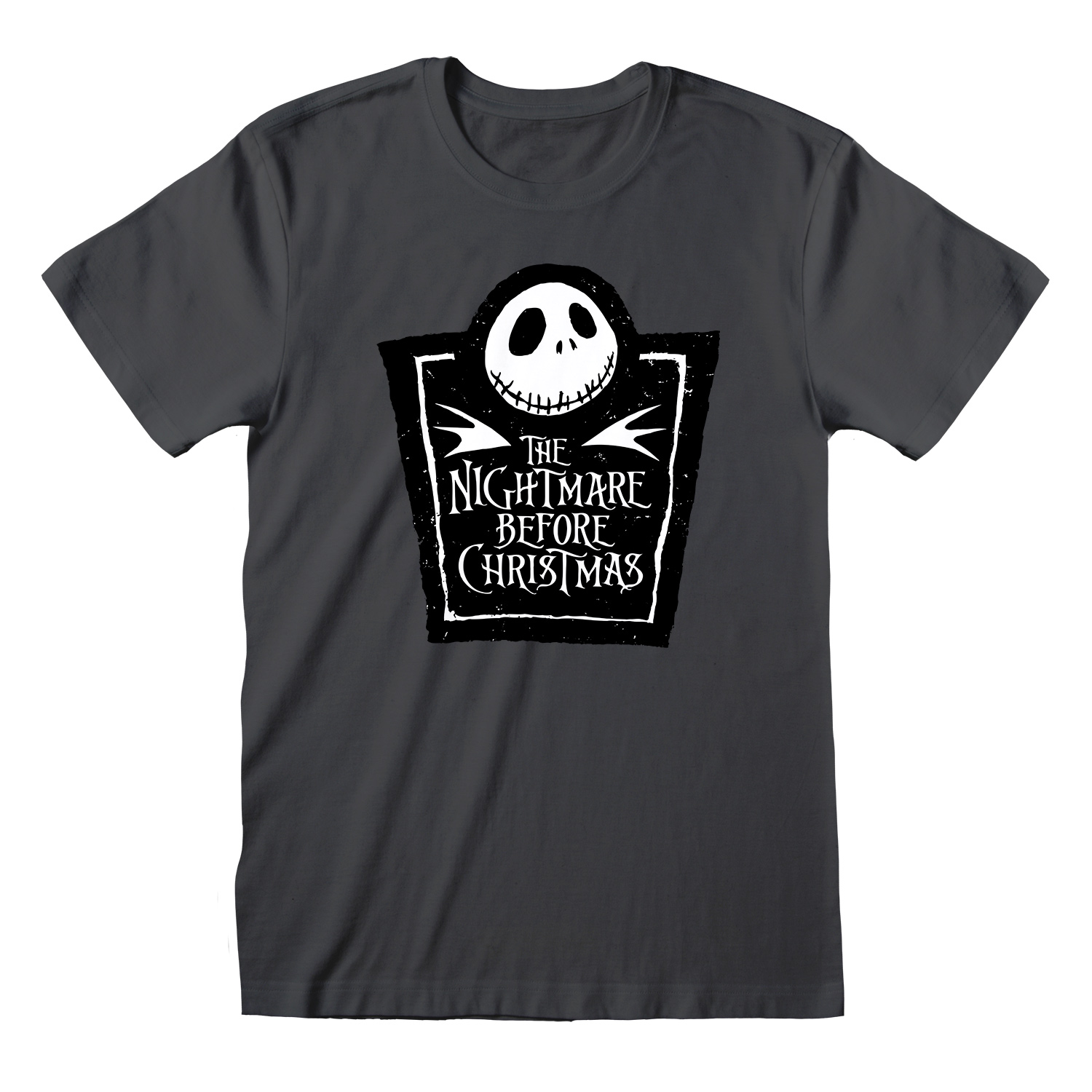 Nightmare Before Christmas Unisex T-Shirt L Charcoal Logo Square