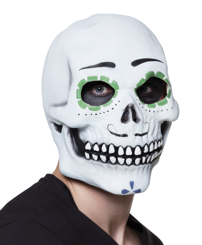 Latexmaske Senor Calavera weiß grün