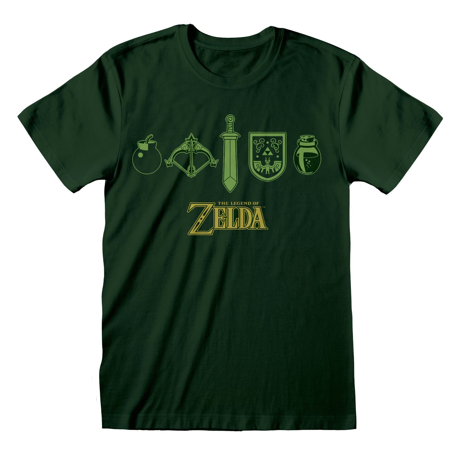 Legend of Zelda T-Shirt L Dark Grün Unisex Quest Essentials