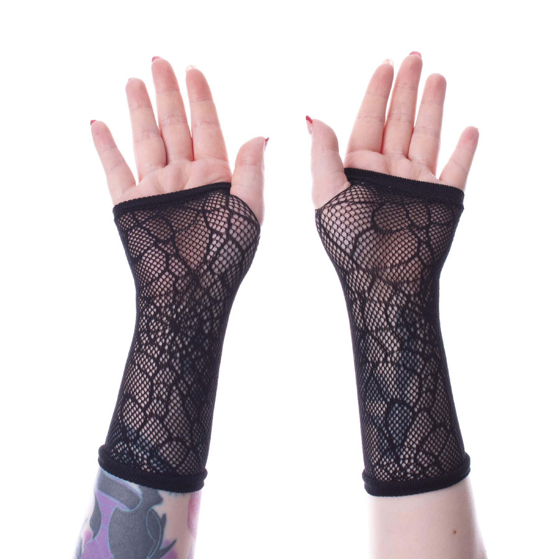 Poizen Industries Handschuhe Schwarz Lang Long Web Mesh Gloves