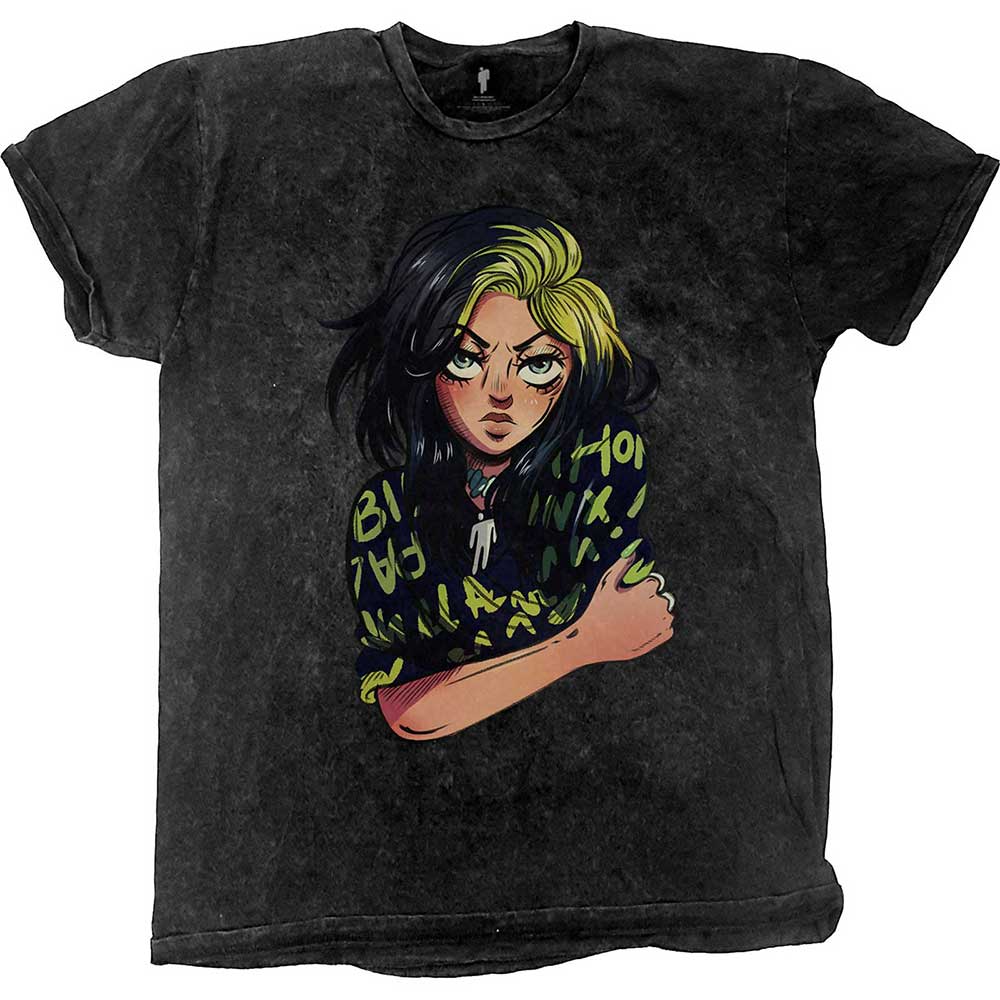 Billie Eilish Frauenshirt M Anime Billie Dip-Dye Schwarz