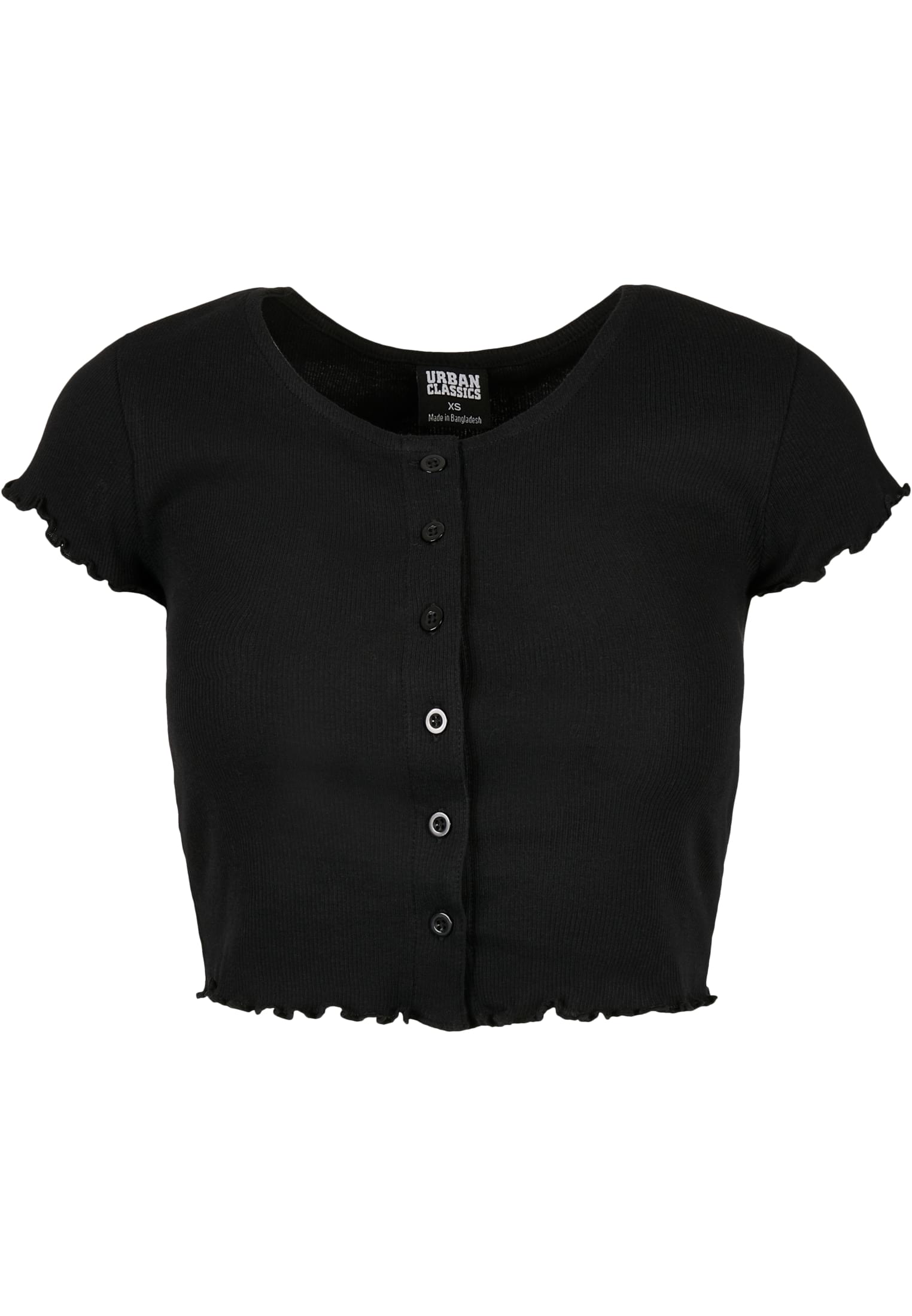 Cropped Button Up Rib TOP XXL Schwarz