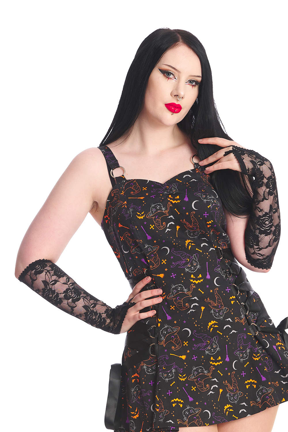 Banned Handschuhe Lang Schwarz Sweet Carice Gloves