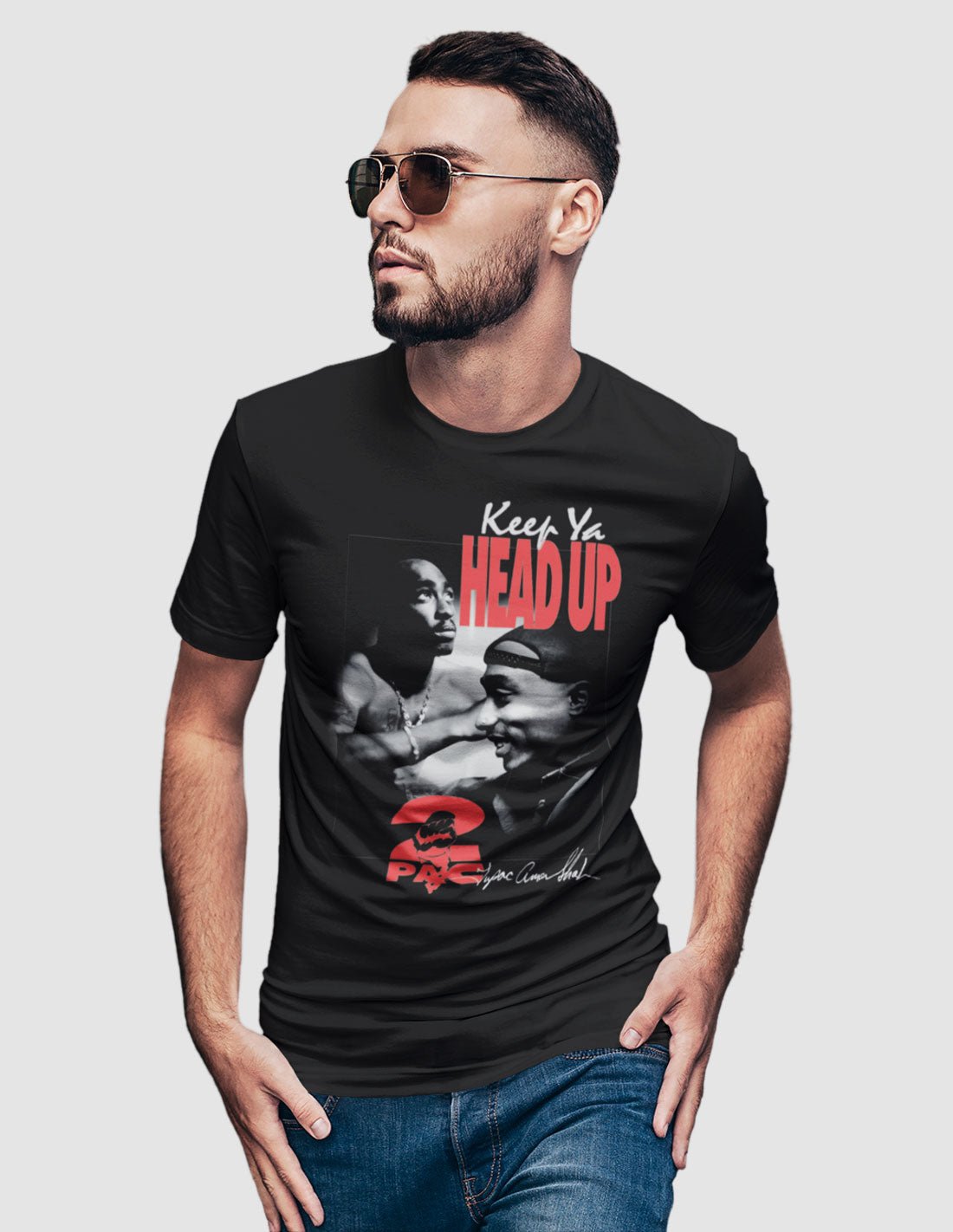 2Pac T-Shirt XXL Schwarz Unisex Keep Ya Head Up