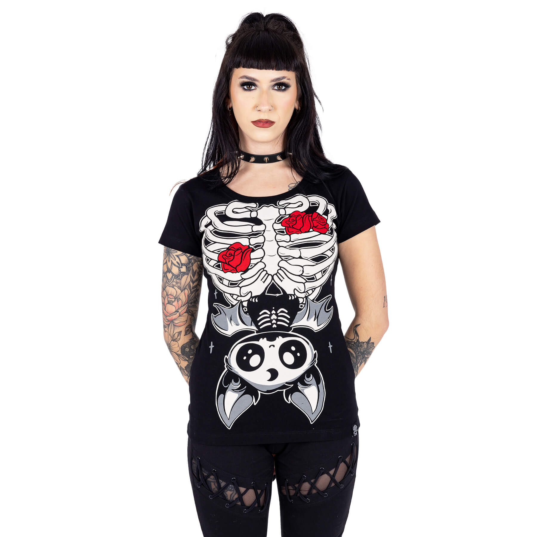 Cupcake Cult T-Shirt Schwarz Ribcage Bat Cupcake Cult T-Shirt XXL Schwarz Ribcage Bat