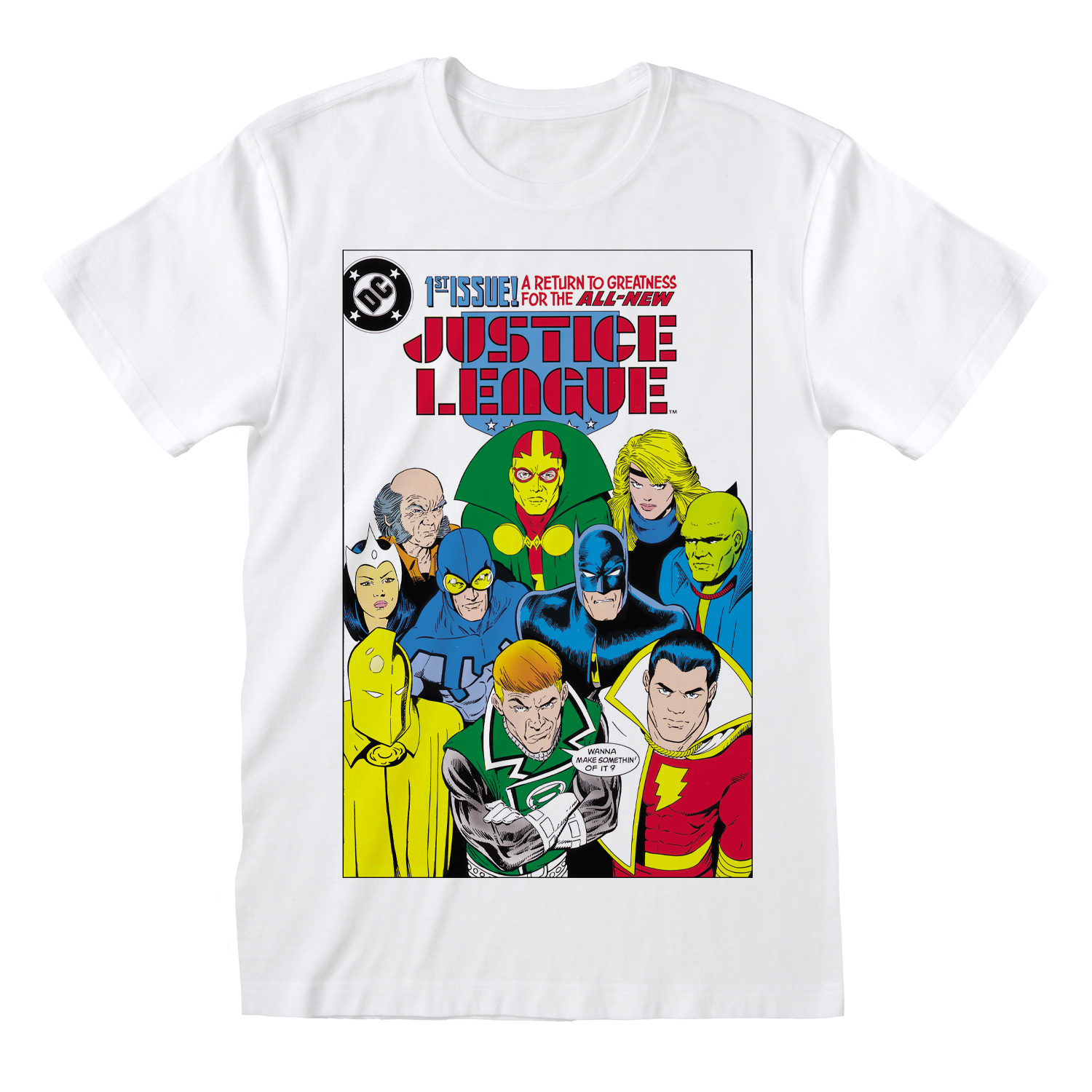 DC Comics Justice League T-Shirt L Weiß Unisex Comic Cover