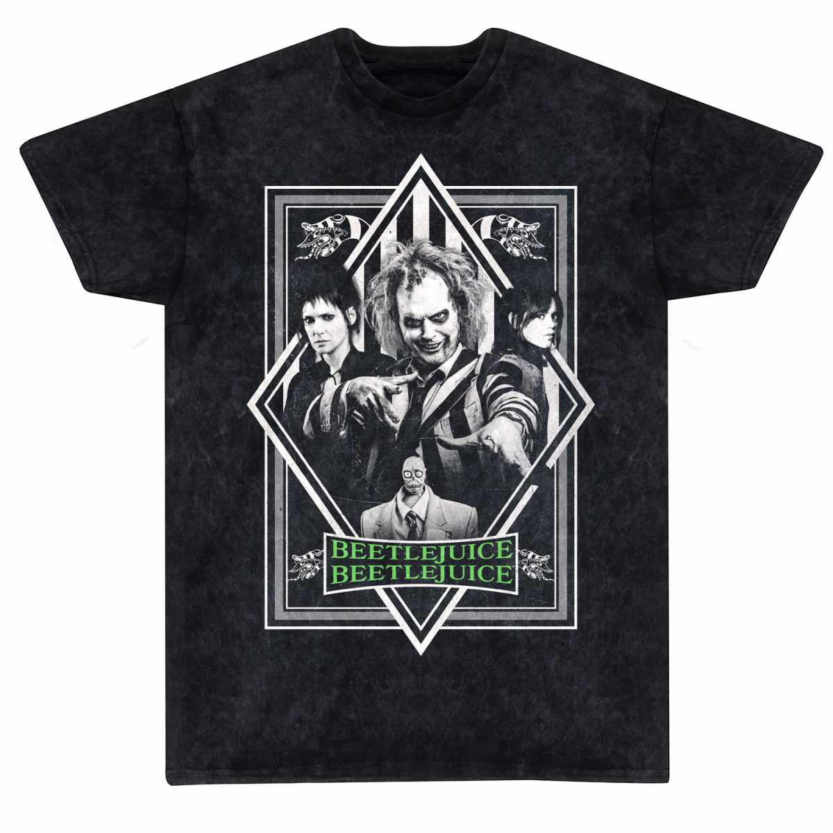 Beetlejuice 2 T-Shirt XXL Schwarz Unisex BW Poster Snow Wash