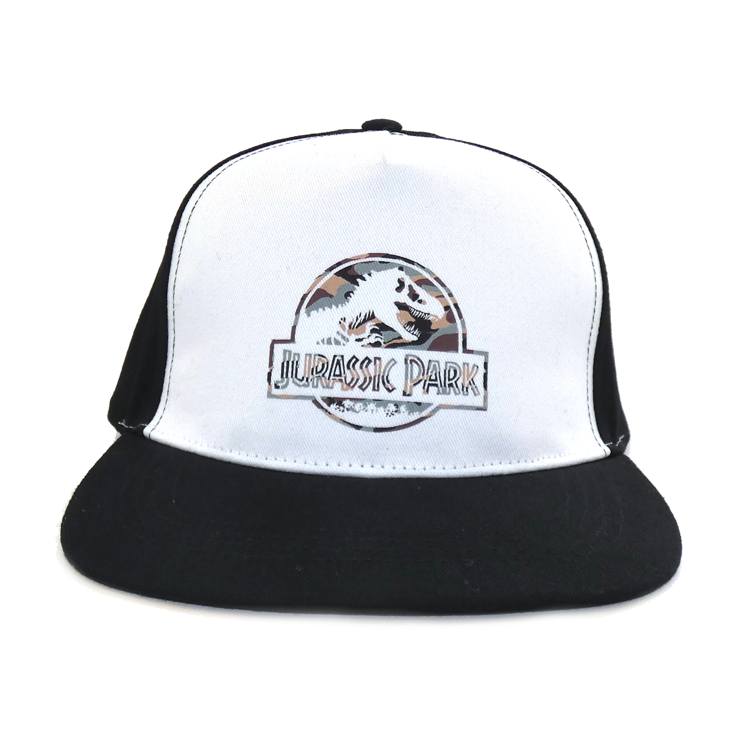 Jurassic Park Snapback Cap  Schwarz & Weiß Camo Logo