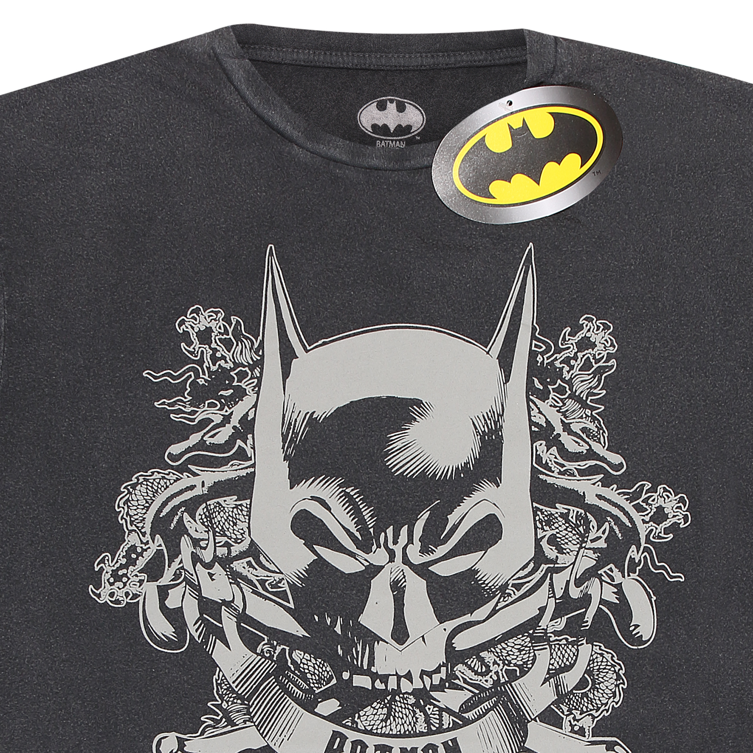 Batman T-Shirt XXL Schwarz Unisex Skull Crest Acid Wash