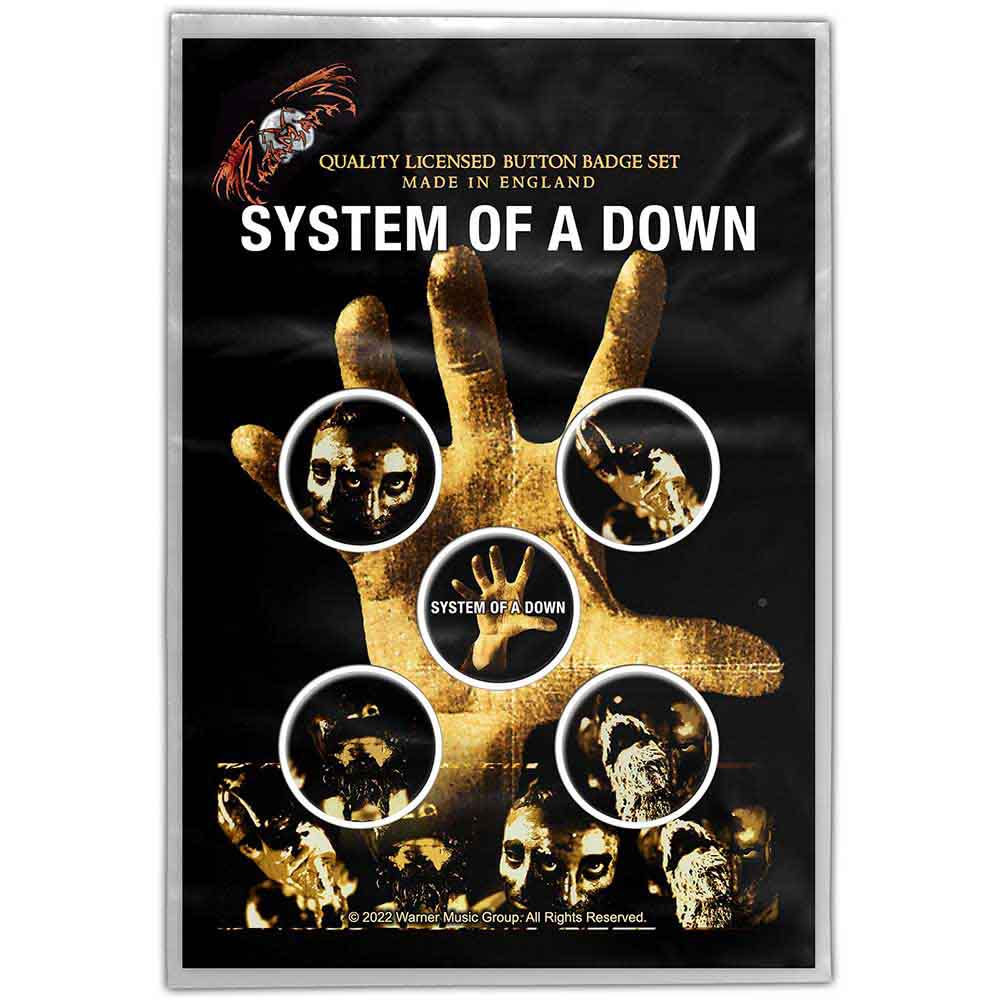 System Of A Down Button Badge Pack: Hand