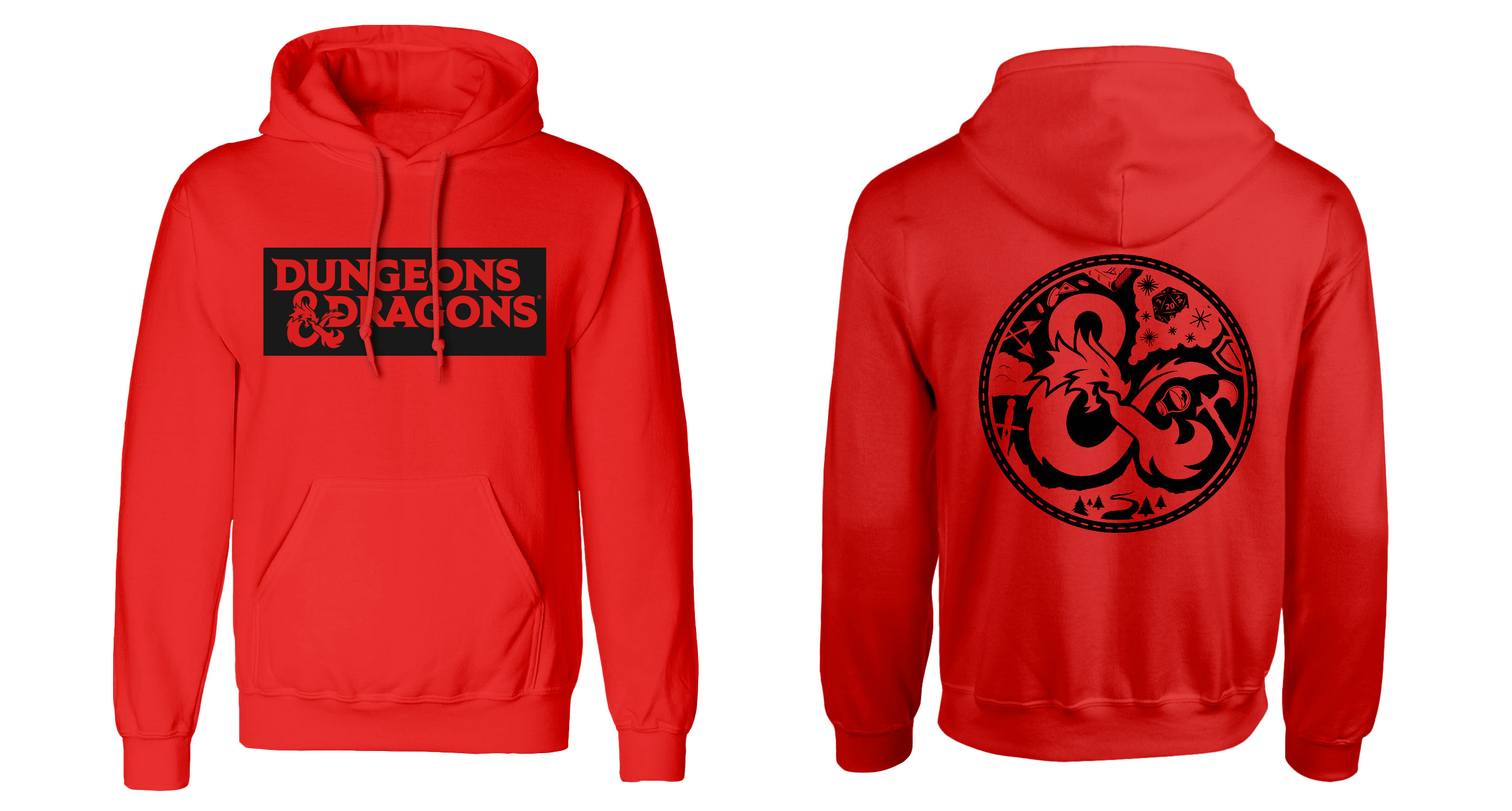 Dungeons and Dragons Hoodie XXL Rot Unisex Logo (Front & Back Print)