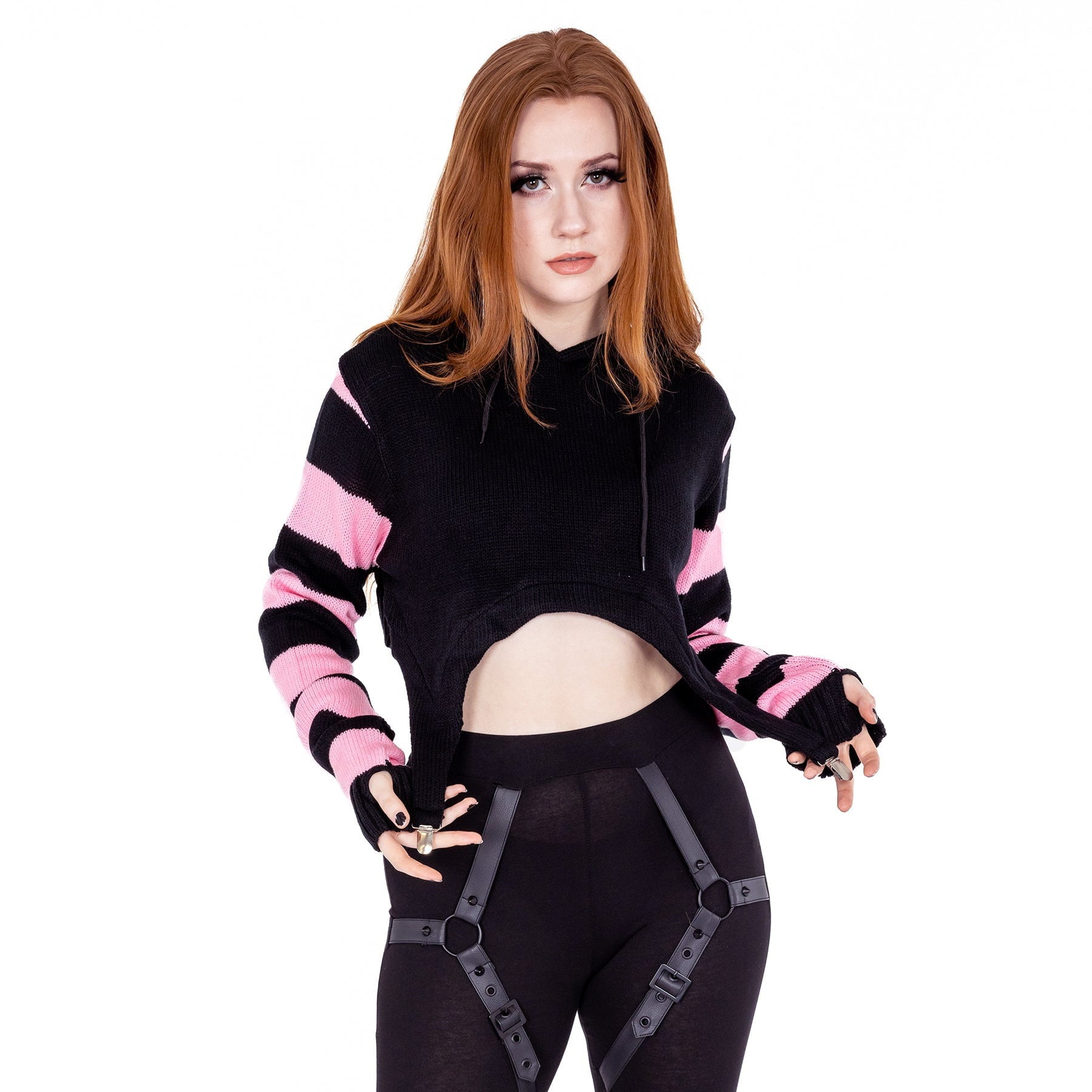 Cupcake Cult Frauenhoodie XXL Schwarz/Pink Cute Kitty Hood