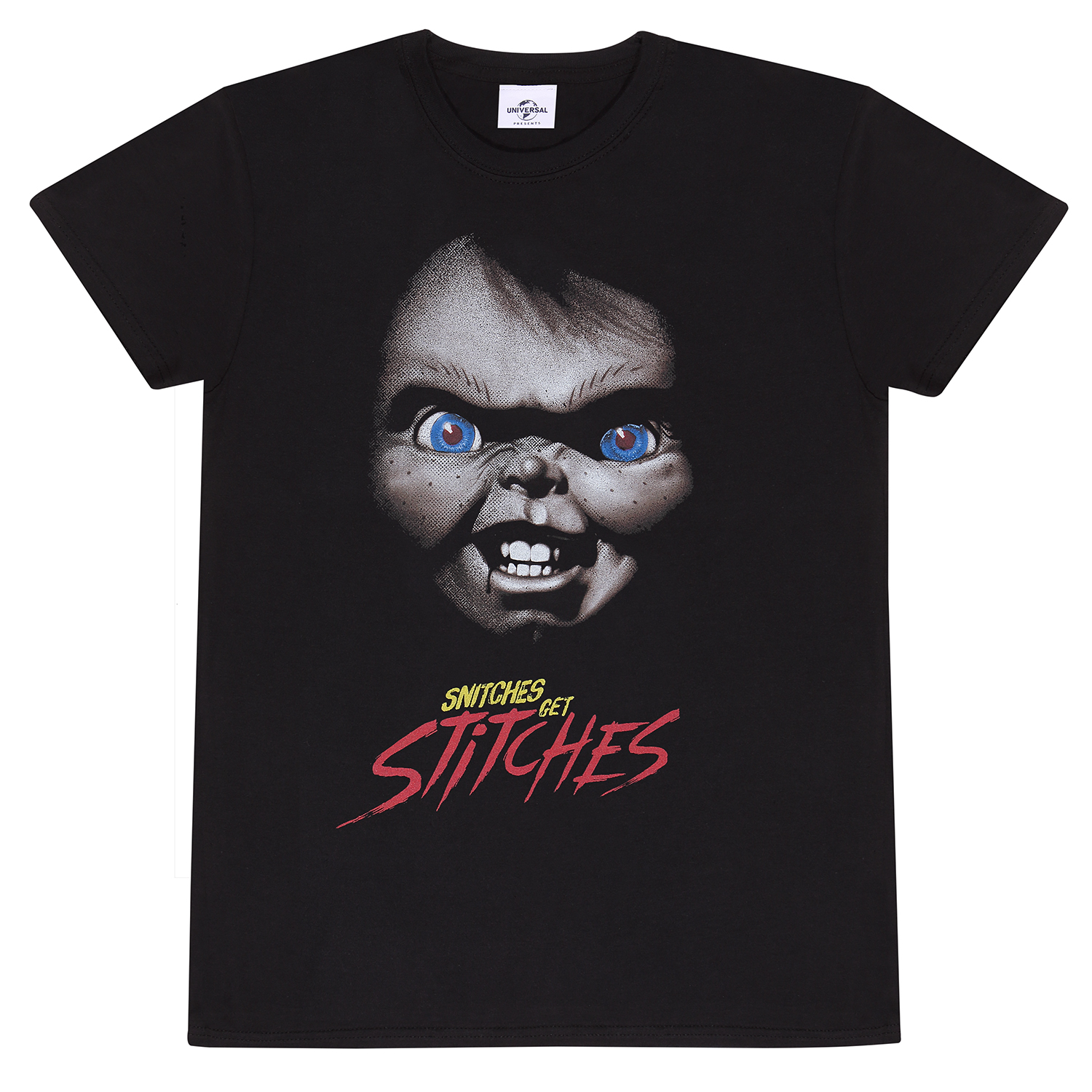Childs Play T-Shirt XXL Schwarz Unisex Snitches Get Stitches