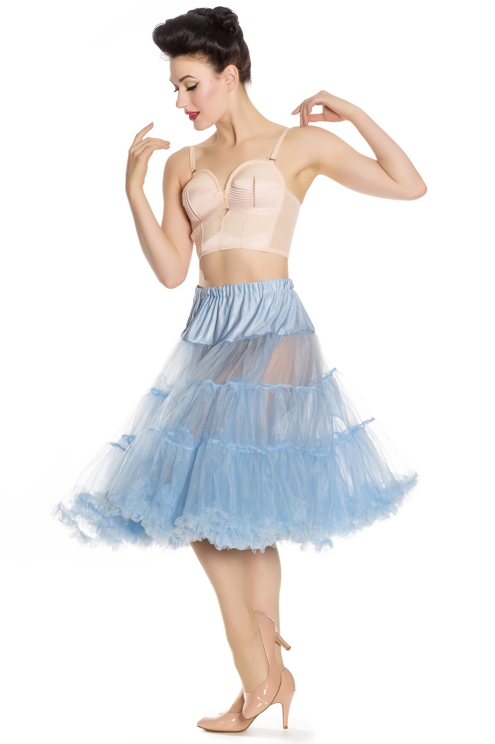 Hell Bunny Petticoat Lang Hellblau XS-M