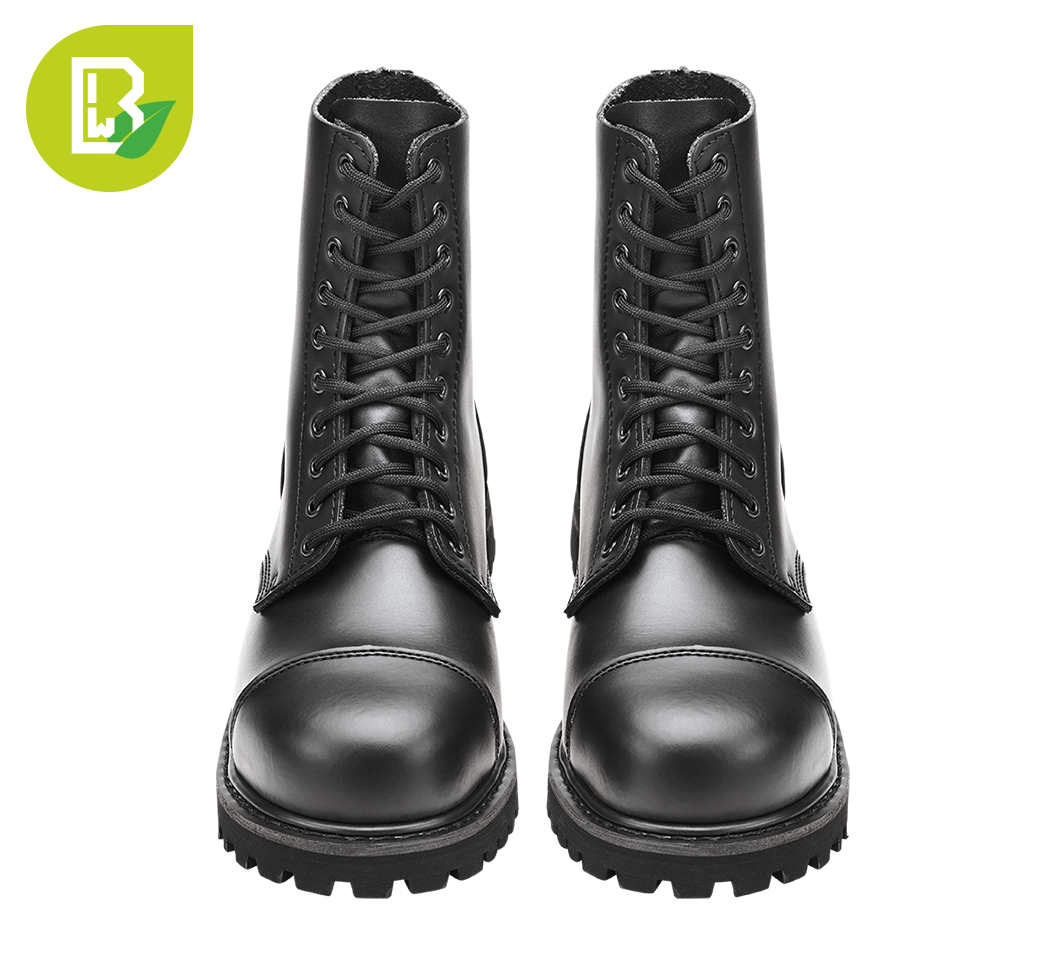 Brandit Stiefel 13/47 Schwarz Unisex aus veganem Leder Vegantom 10 Eyelet Boots