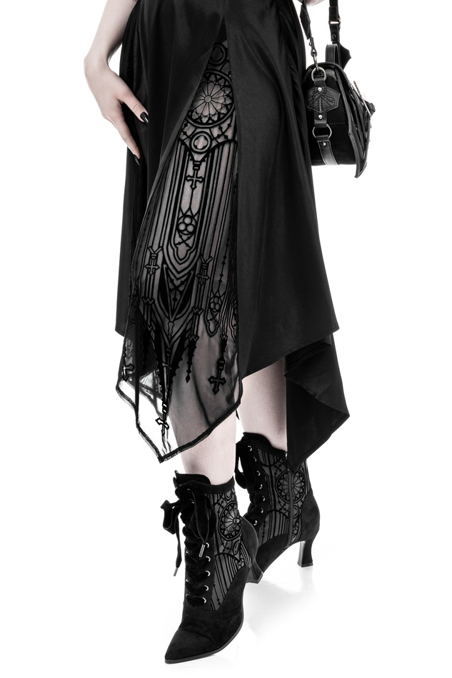 Restyle Rock L Schwarz gotisch Leviathan Midi Skirt