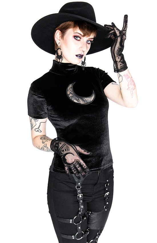 Restyle Samt Crescent Top Moon Witch M