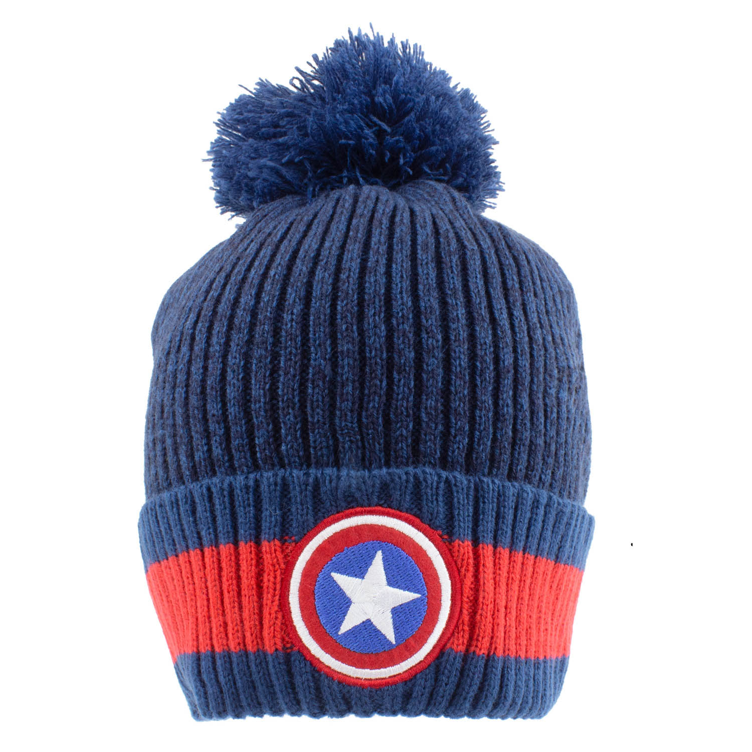 Marvel Captain America Beanie Pom  Navy Logo