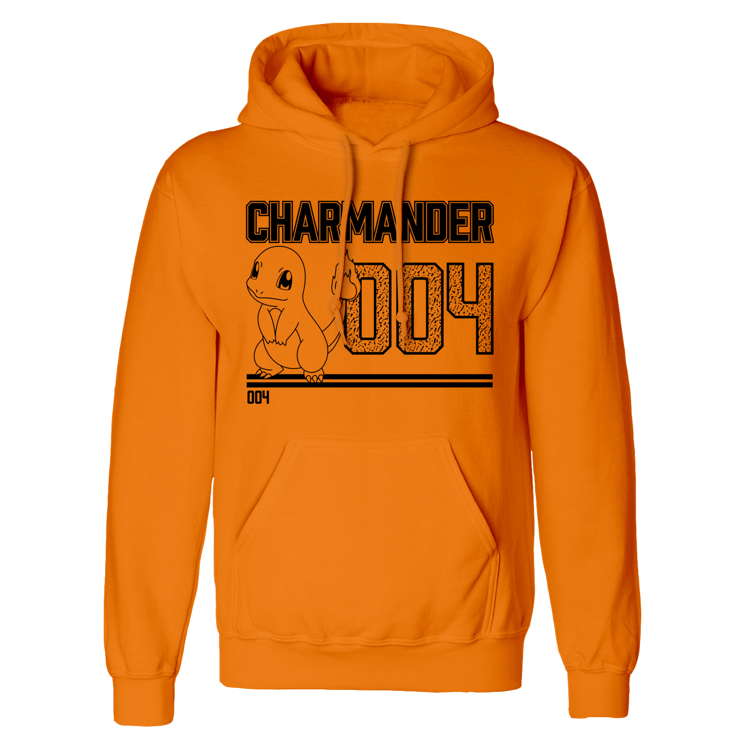 Pokemon Hoodie XXL Rot Unisex Charmander Line Art