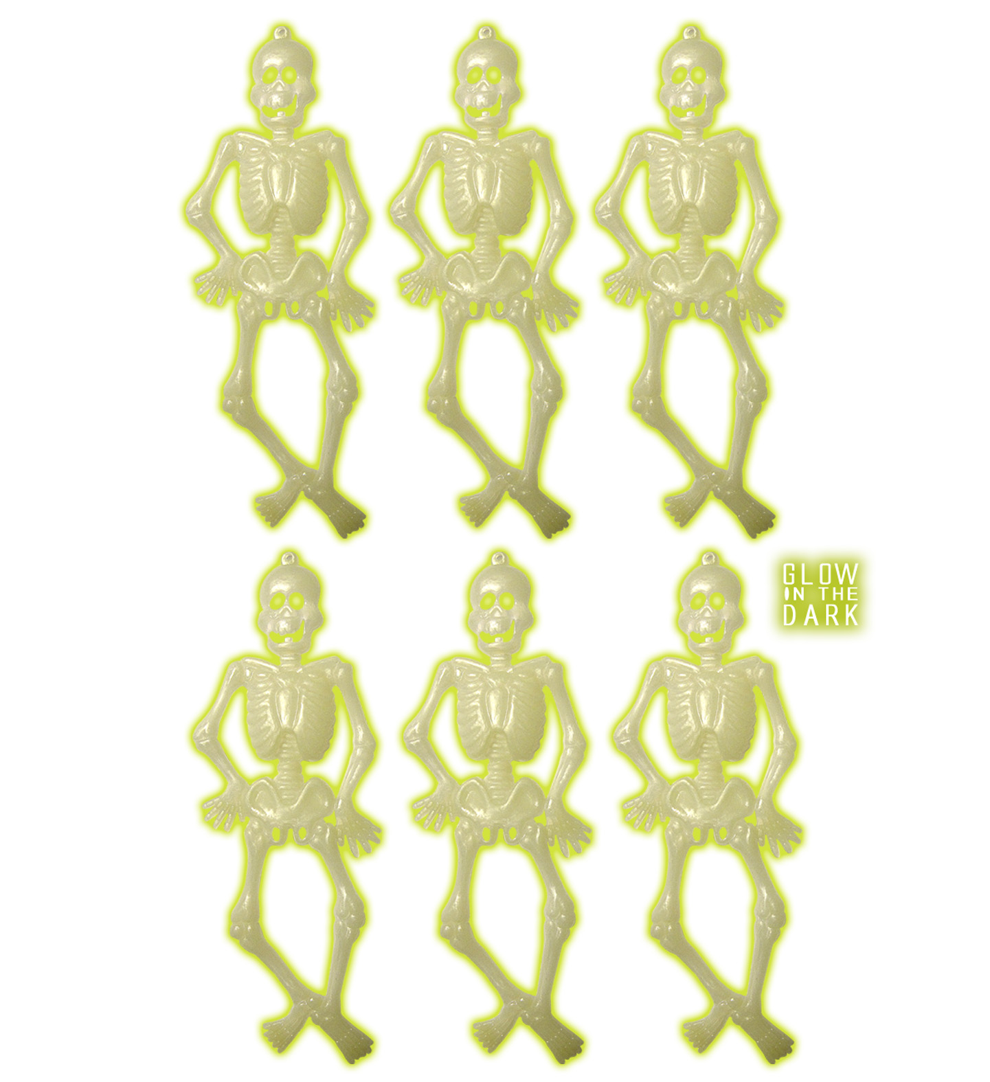 Neon Skelett Set ca. 15 cm 6 Stk.