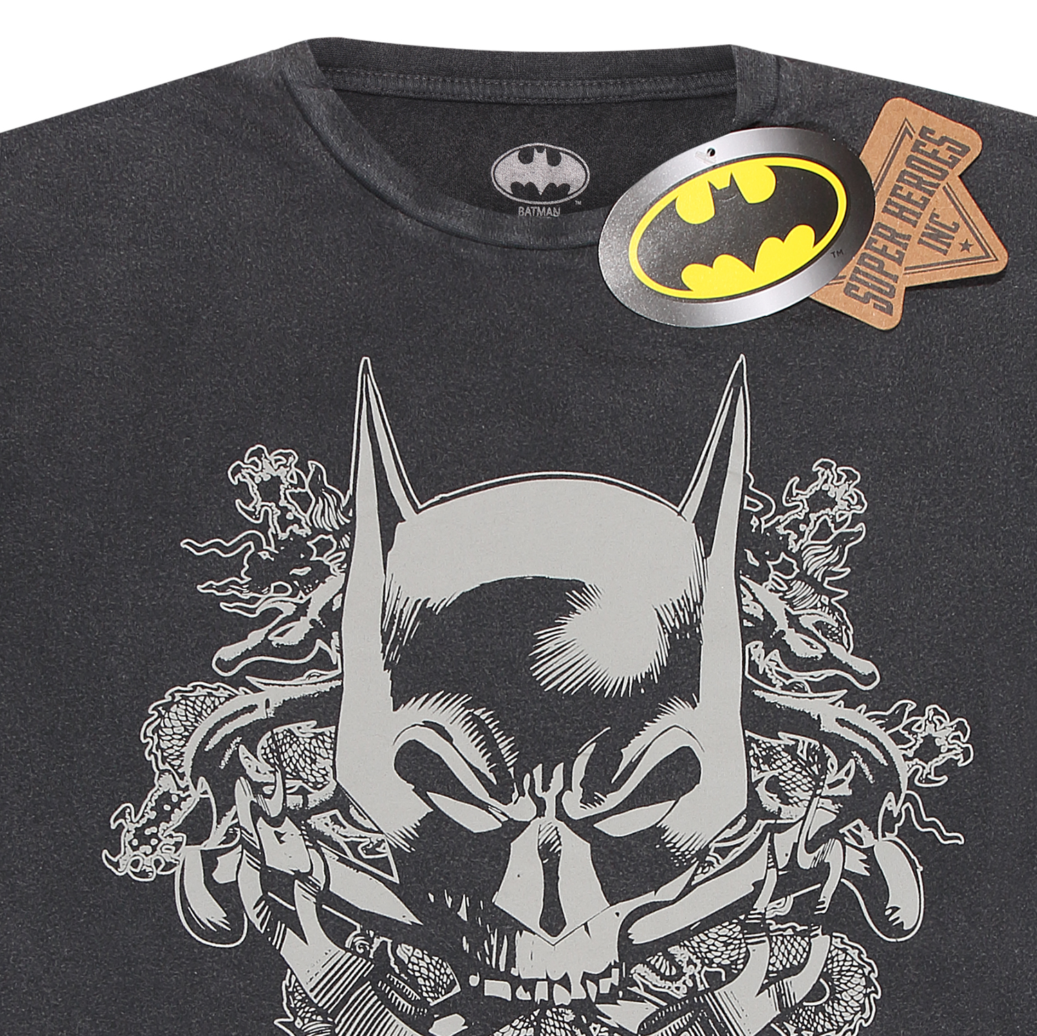 Batman T-Shirt XXL Schwarz Unisex Skull Crest Acid Wash