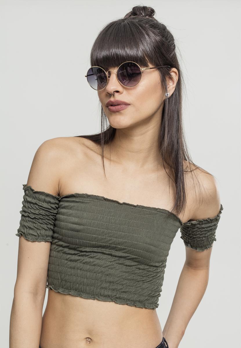 Ladies Cropped Cold Shoulder Smoke Top olive XL