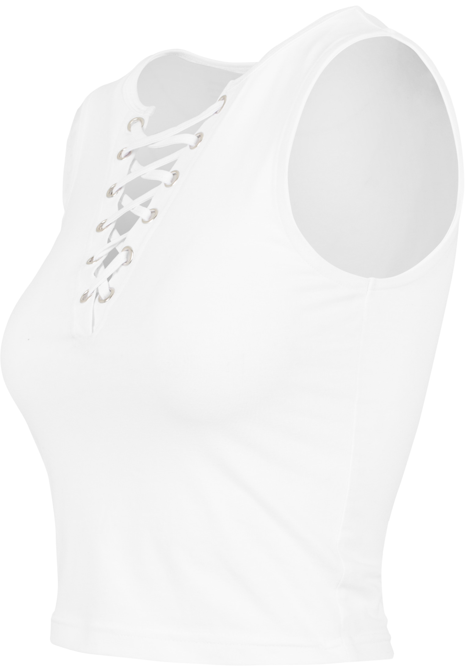 Lace Up Cropped Top XL Weiß