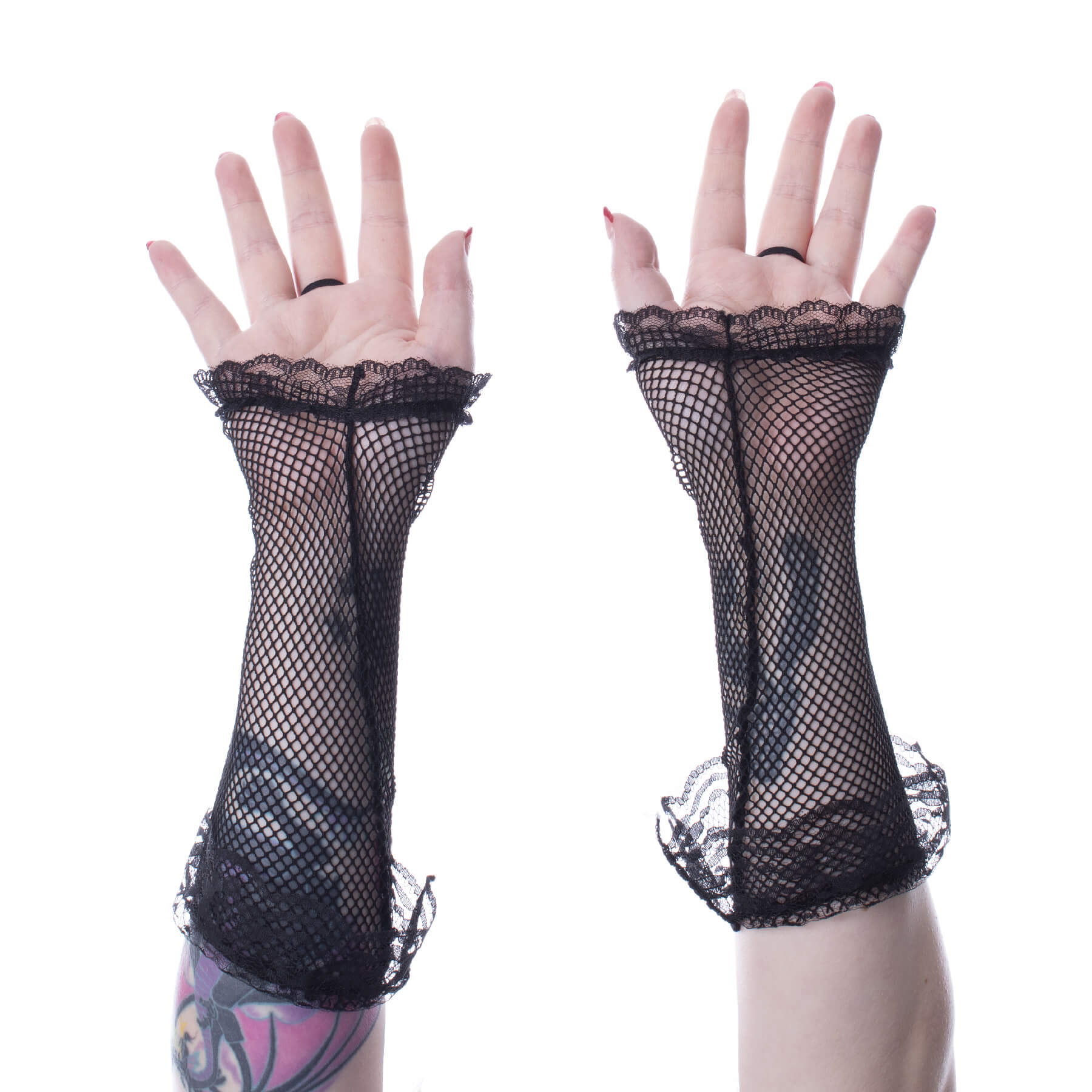 Poizen Industries Mesh-Handschuhe Schwarz Lace Mesh Gloves