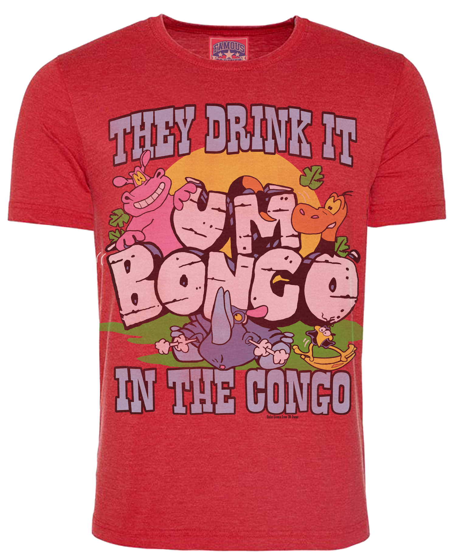 Um Bongo T-Shirt XXL Rot Unisex They Drink It In The Congo Washed Red