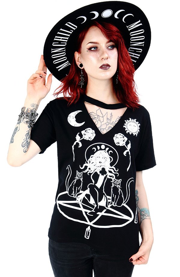 Restyle Choker Top Witch & Cats XL