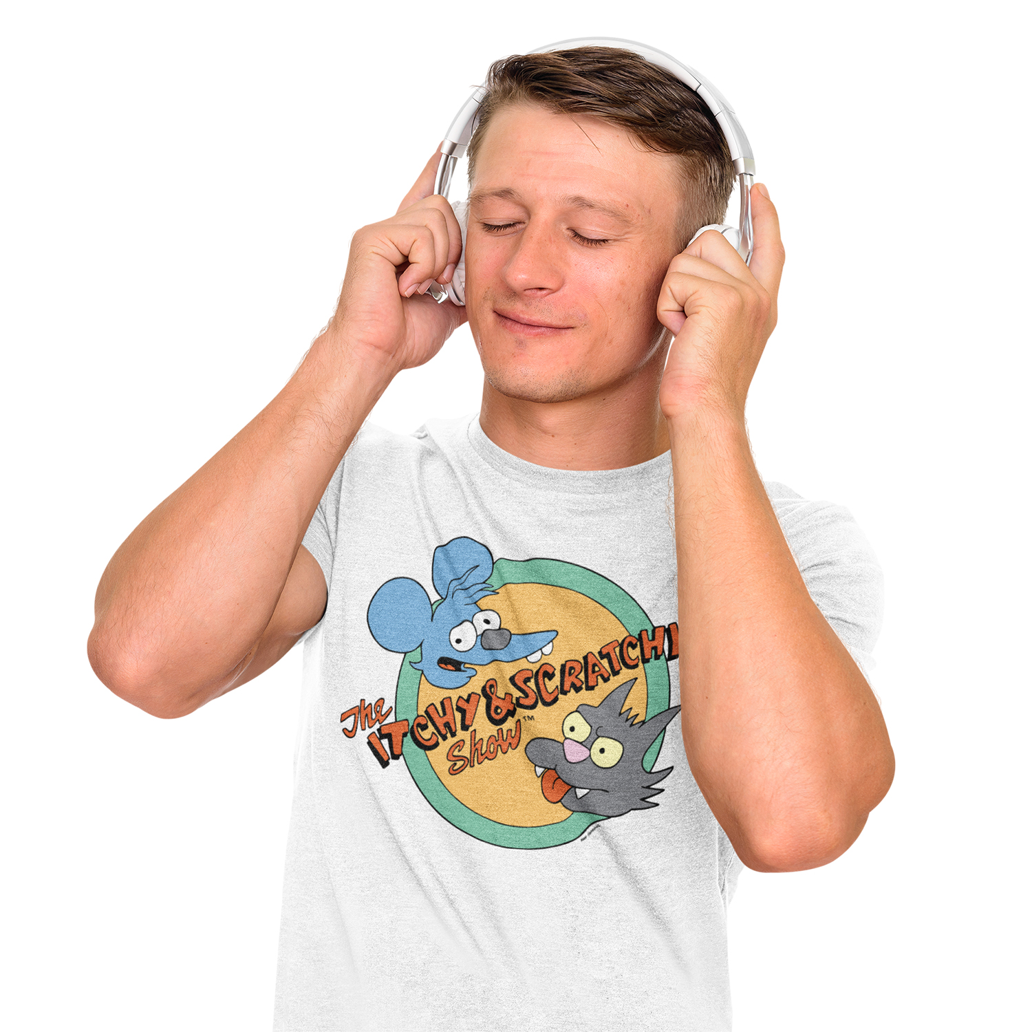 Simpsons T-Shirt XXL Weiß Unisex Itchy And Scratchy Show
