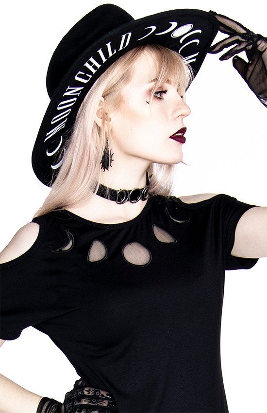 Schulterfreies Shirtkleid XXXXL Moon Phases Mesh