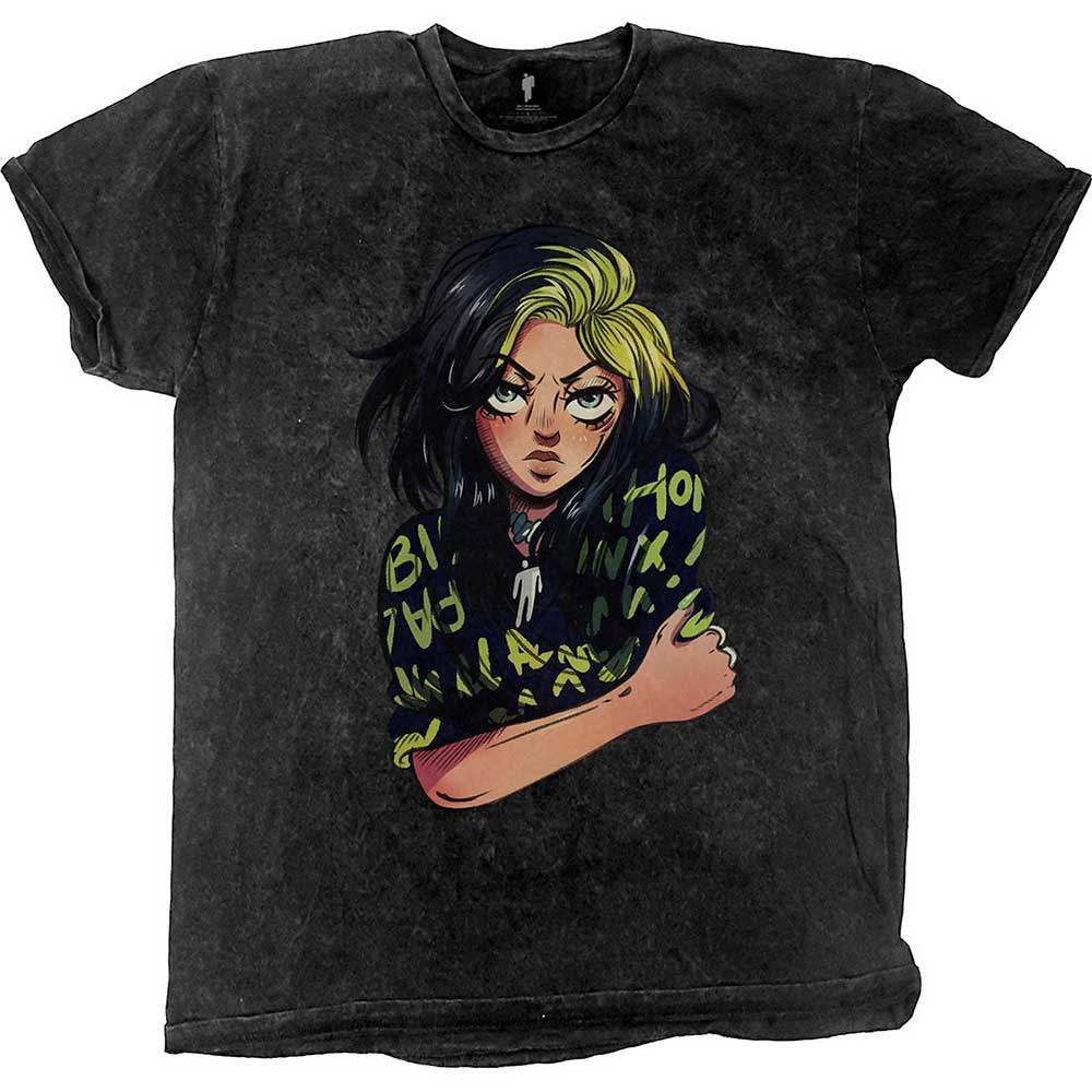 Billie Eilish Frauenshirt XXL Anime Billie Dip-Dye Schwarz