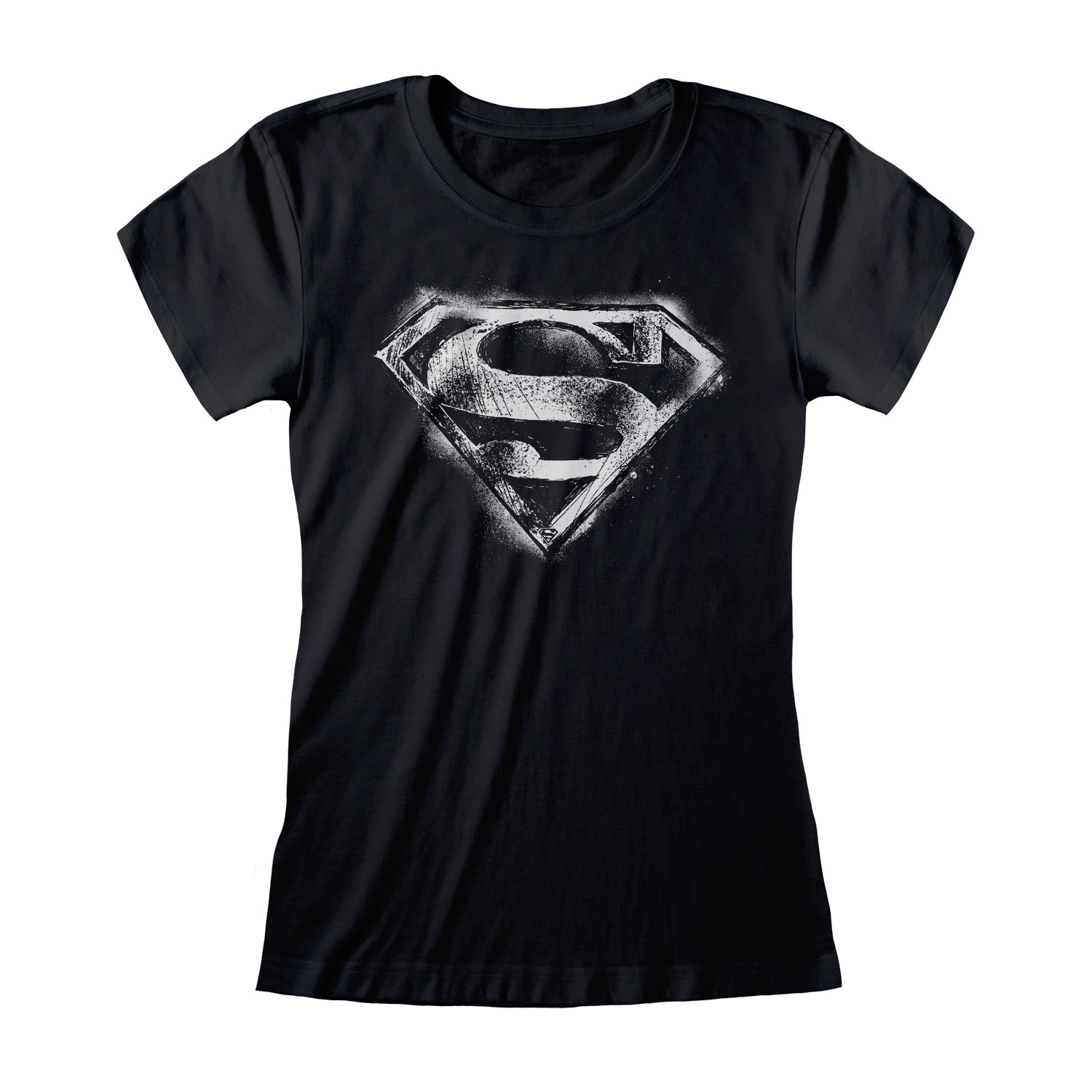 DC Superman Top XL Distressed Mono Logo Schwarz