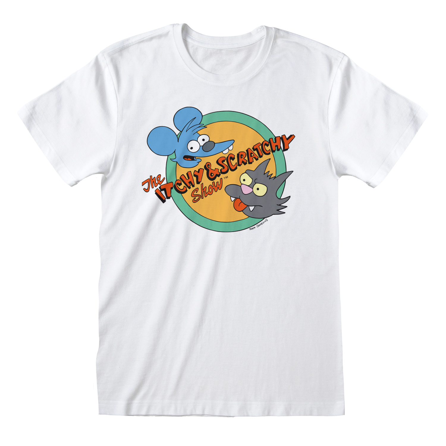 Simpsons T-Shirt XXL Weiß Unisex Itchy And Scratchy Show