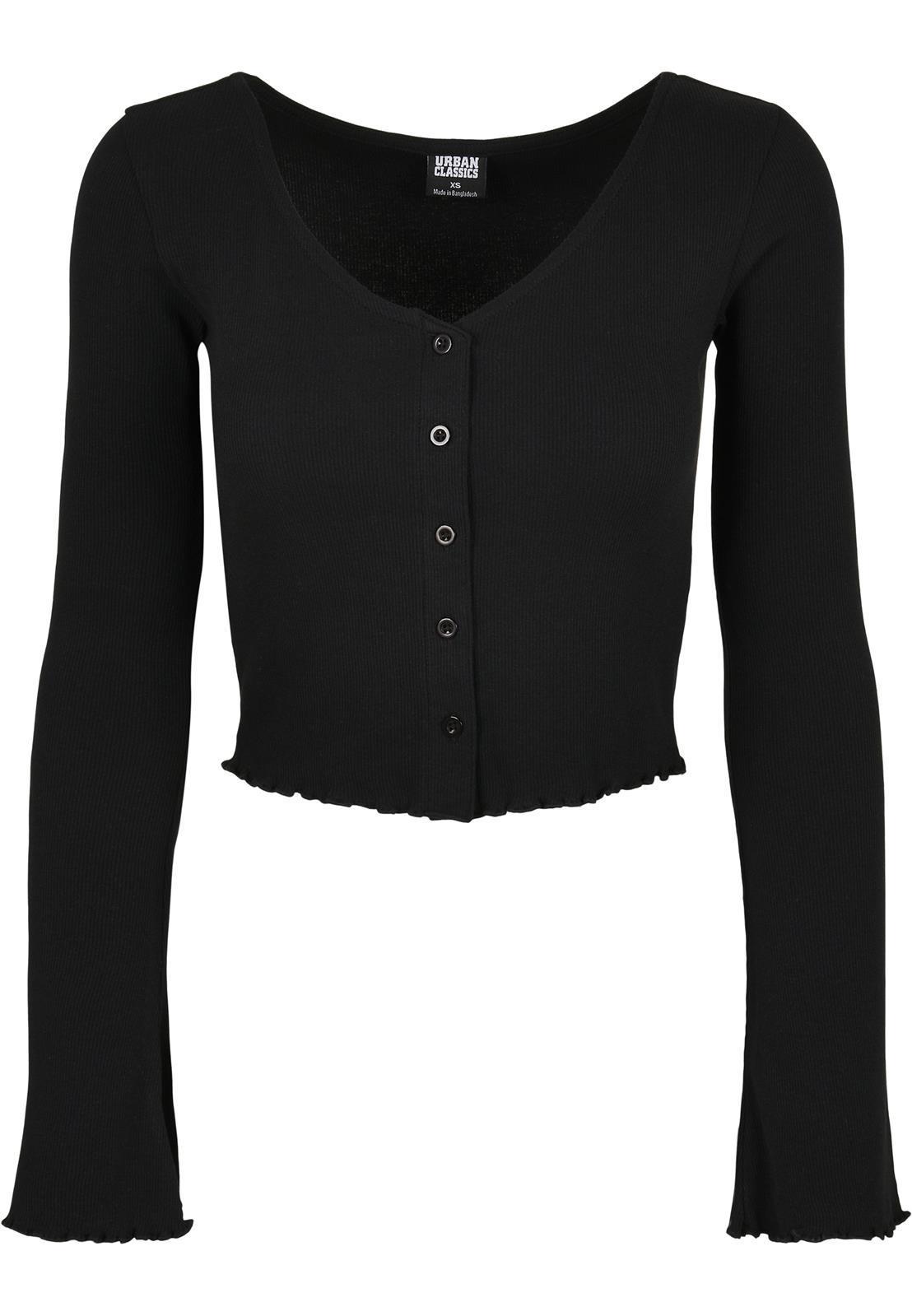 Cropped Rib Cardigan Schwarz XL