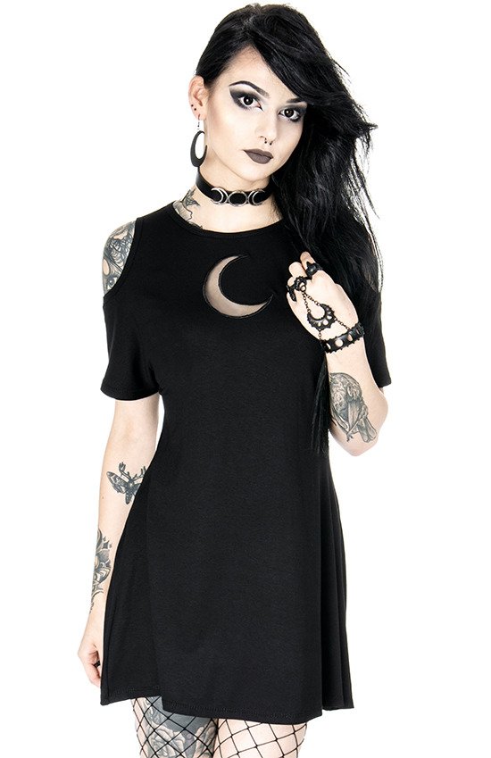 Restyle schulterfreies Shirtkleid XL Mesh Moon Tunic