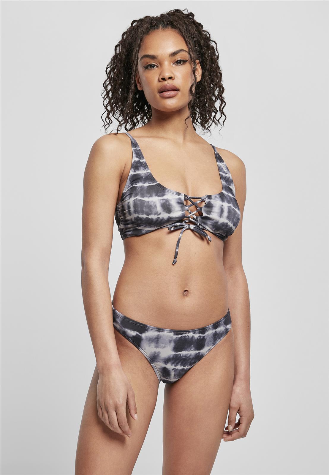 Lace Up Tie Dye Bikini Set XL Grau