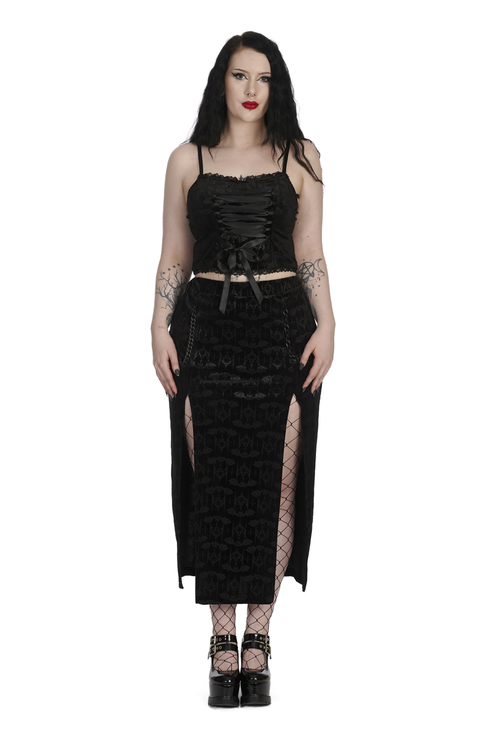 Banned Frauentop L Schwarz Night And Day Gothic Bat Top