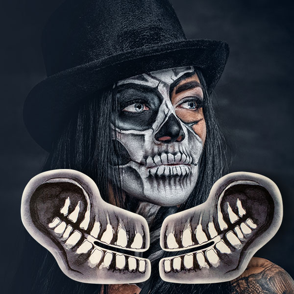 2 Paar Tattoo Skulls - DIY Totenkopf zum Aufkleben von King of Halloween