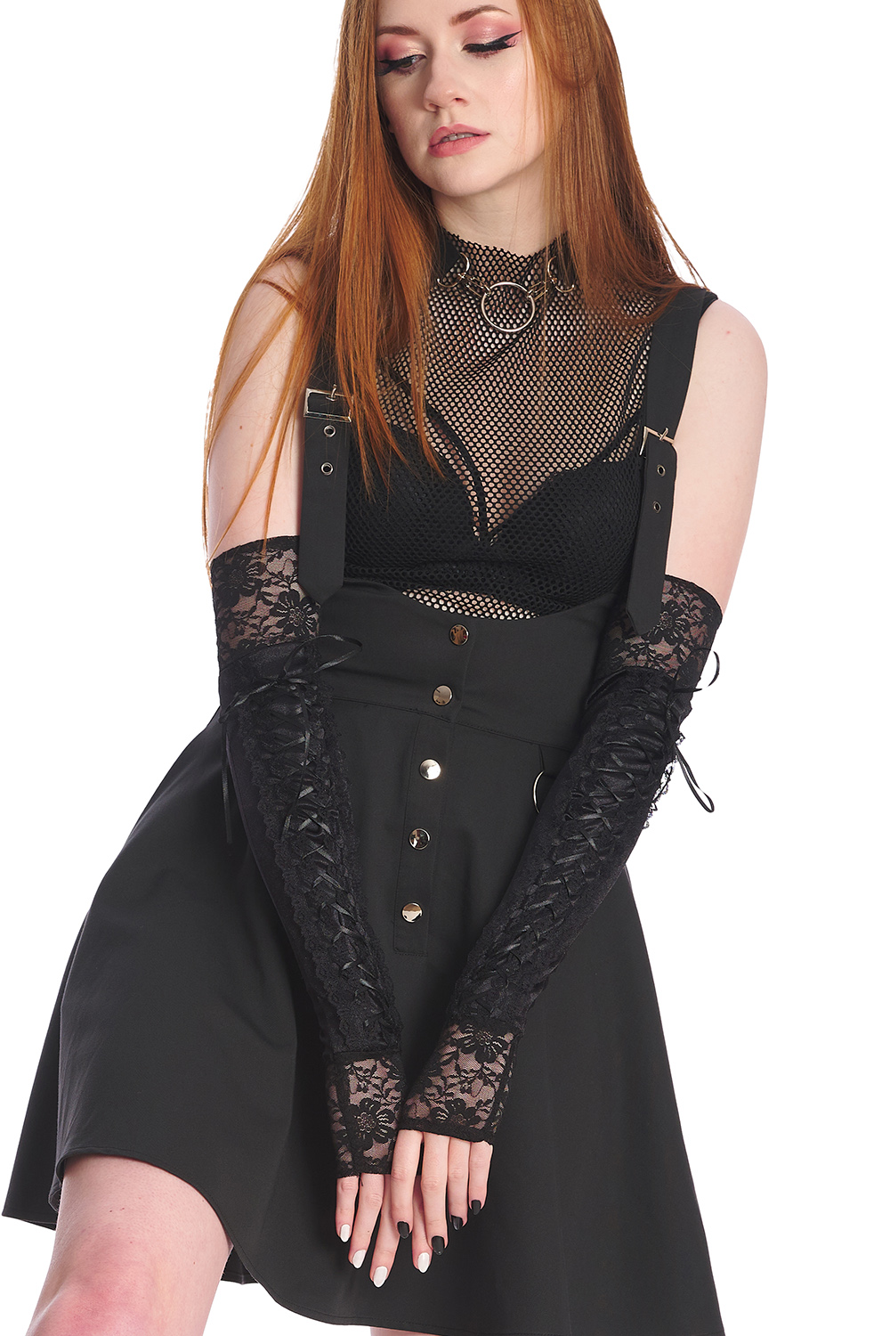 Banned Handschuhe Lang Schwarz Venomous Long Gloves