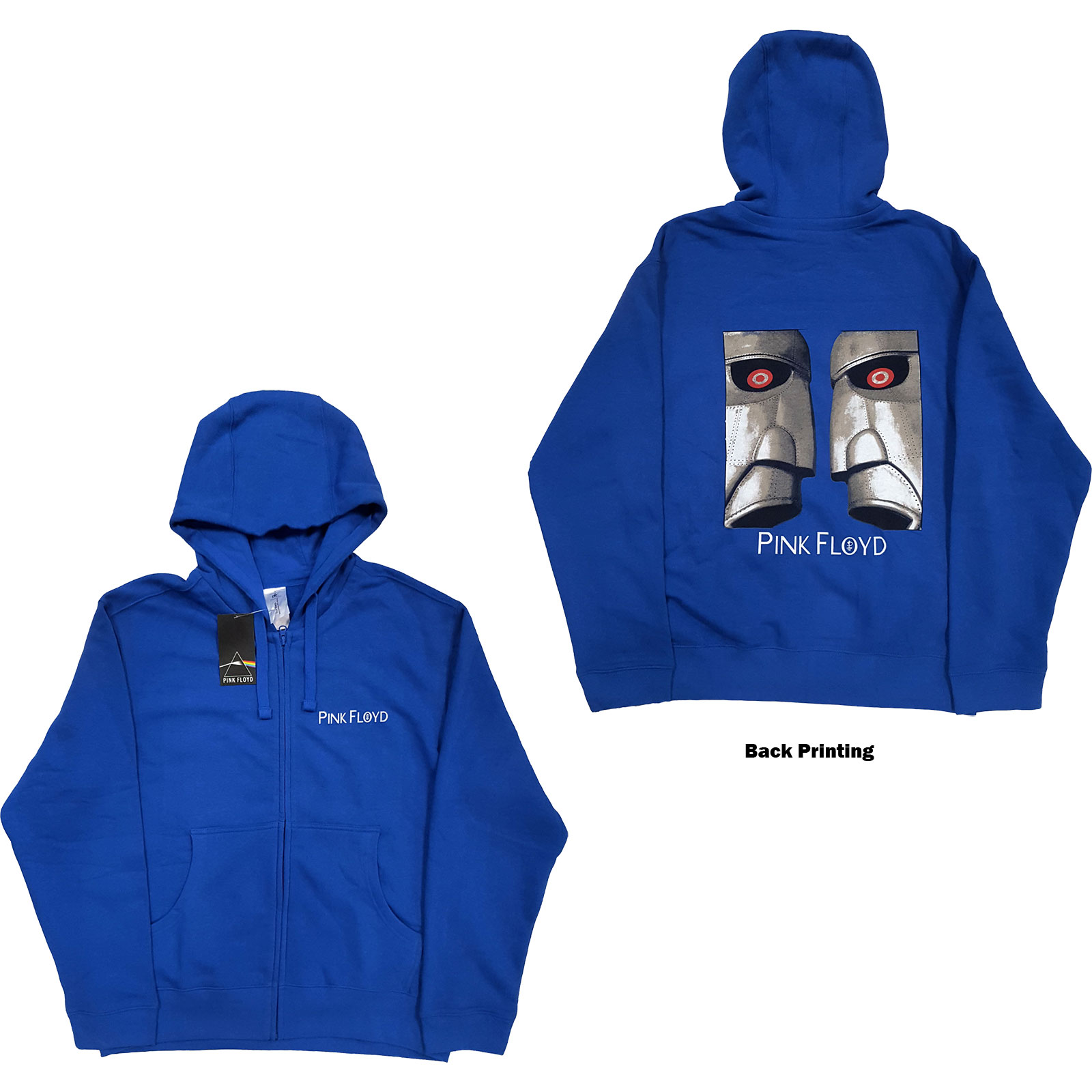 Pink Floyd Zipped Hoodie XXL Metal Heads Close Up Blau