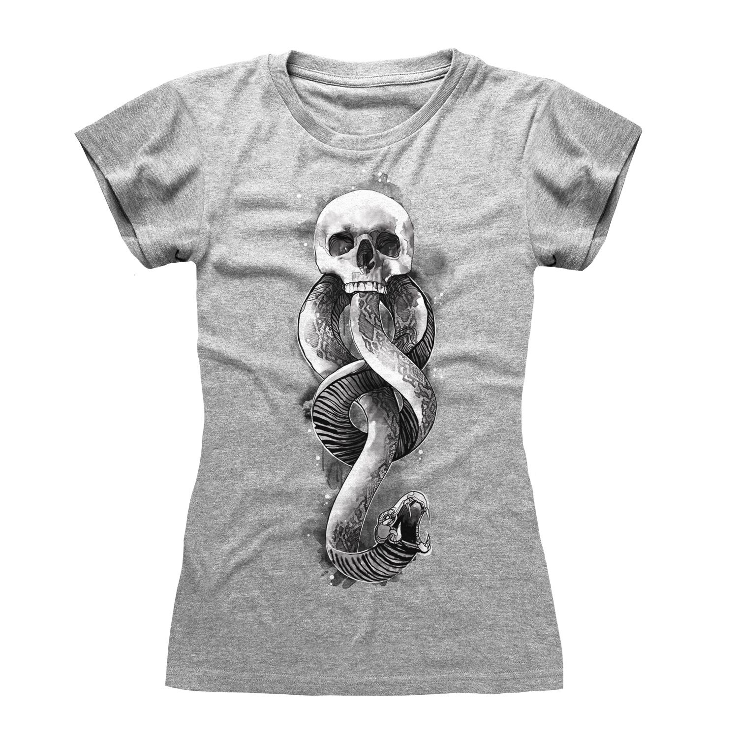 Harry Potter Frauenshirt XXL Meliert Grau Dark Arts Snake (Fitted)