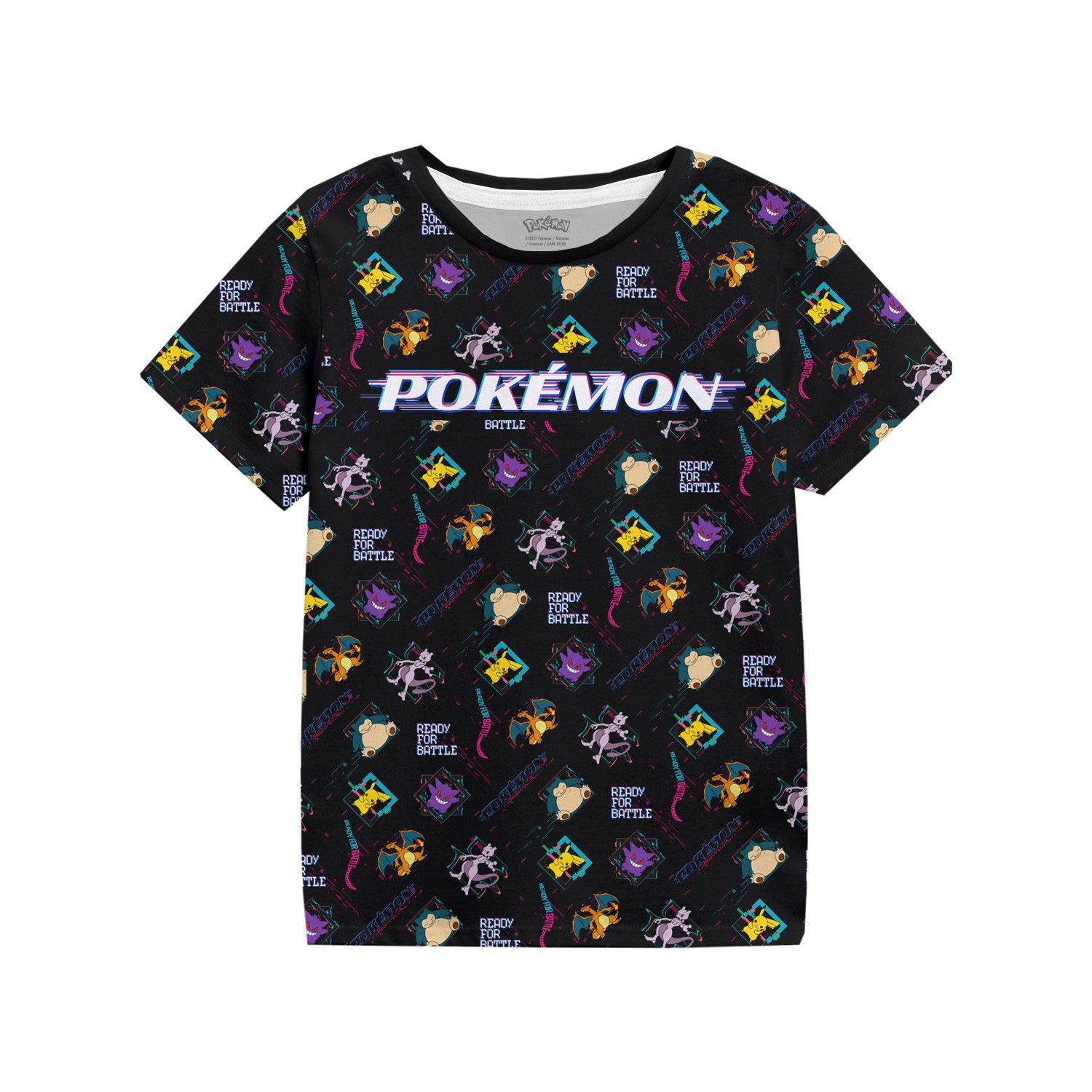 Pokemon T-Shirt 3-4 Jahre Schwarz Kinder UnisexDistortion Kids Sublimation Tee