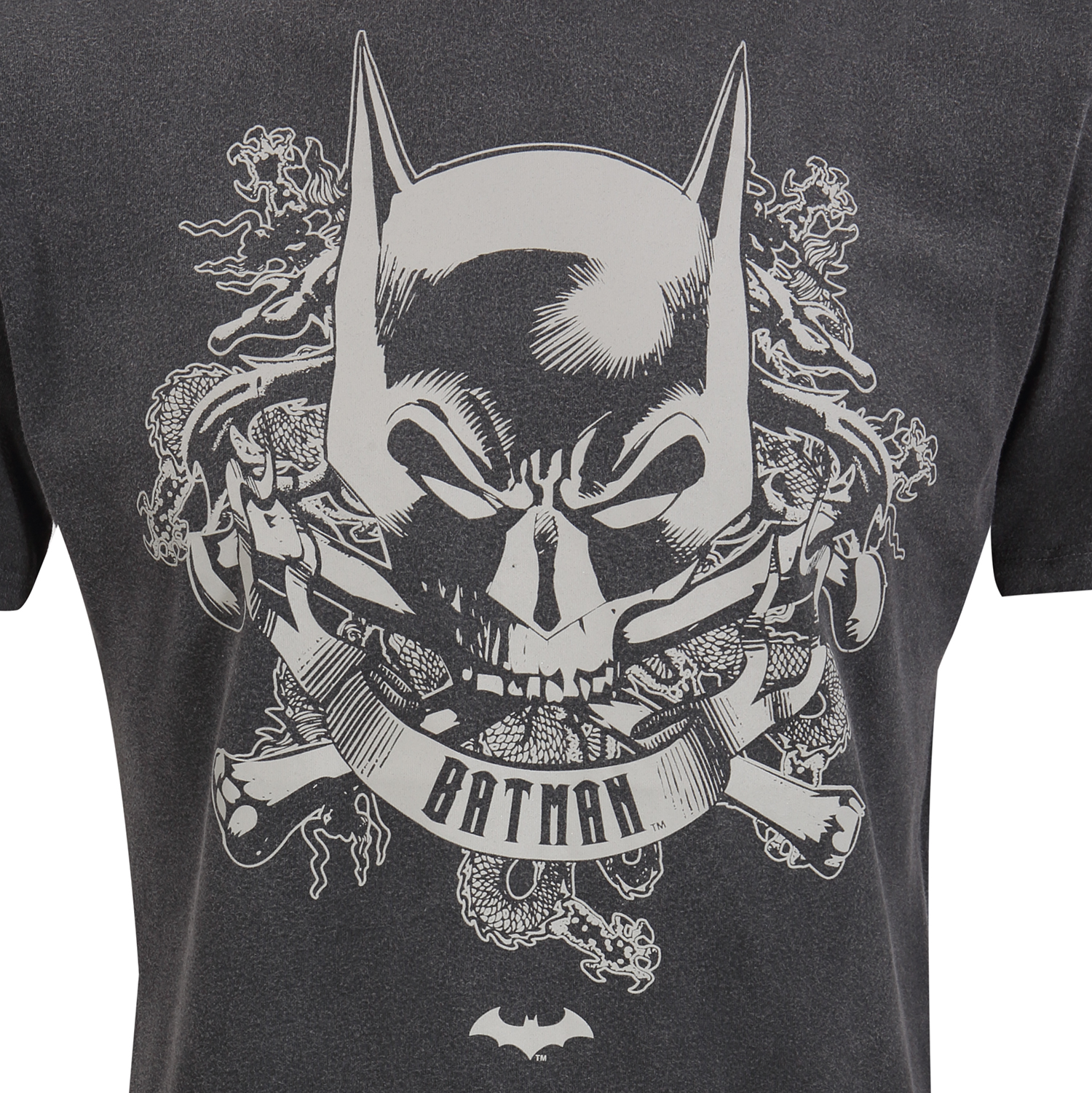 Batman T-Shirt XXL Schwarz Unisex Skull Crest Acid Wash