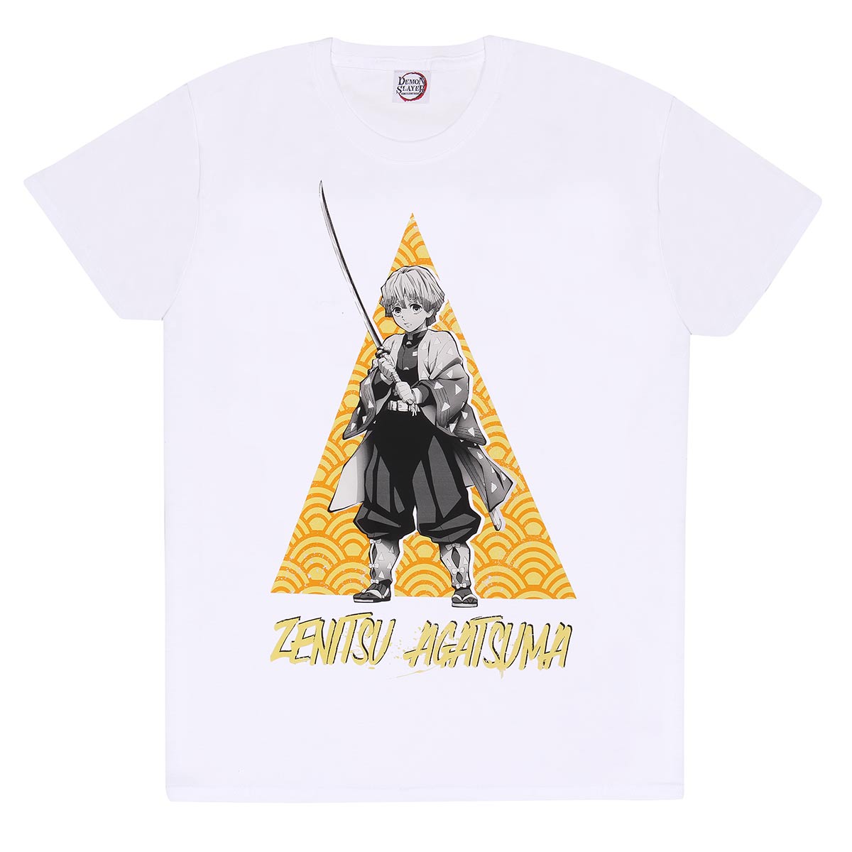 Demon Slayer T-Shirt L Weiß Unisex Zenitsu Tri