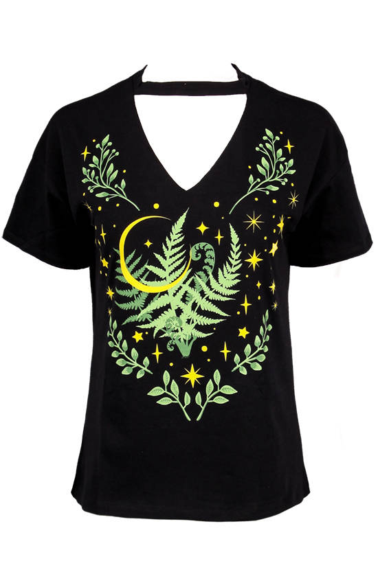 Restyle T-Shirt 3XL Schwarz Herbal mit Chocker