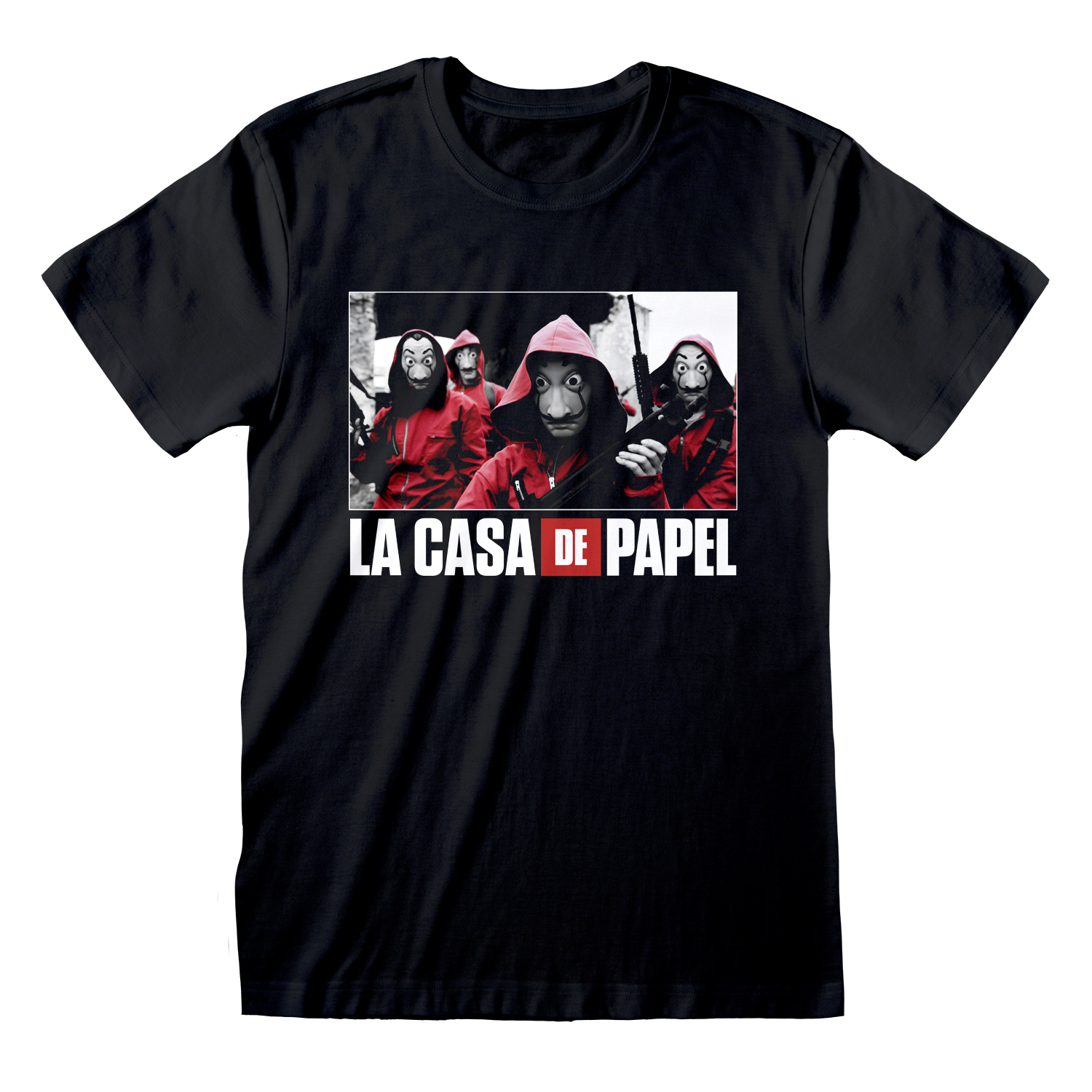 La Casa de Papel - Photo And Logo rundhals T-Shirt L Lizenzware Regular Fit